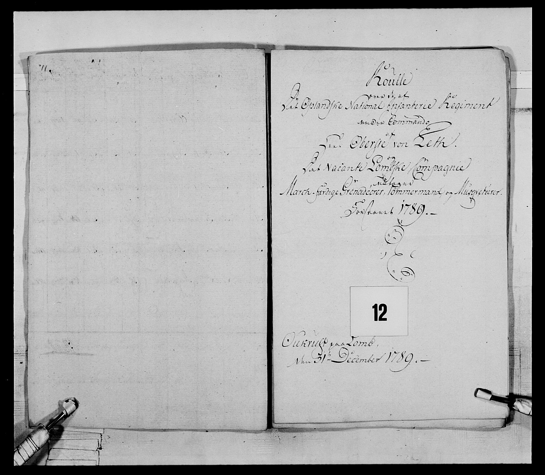 Generalitets- og kommissariatskollegiet, Det kongelige norske kommissariatskollegium, AV/RA-EA-5420/E/Eh/L0067: Opplandske nasjonale infanteriregiment, 1789-1797, s. 89