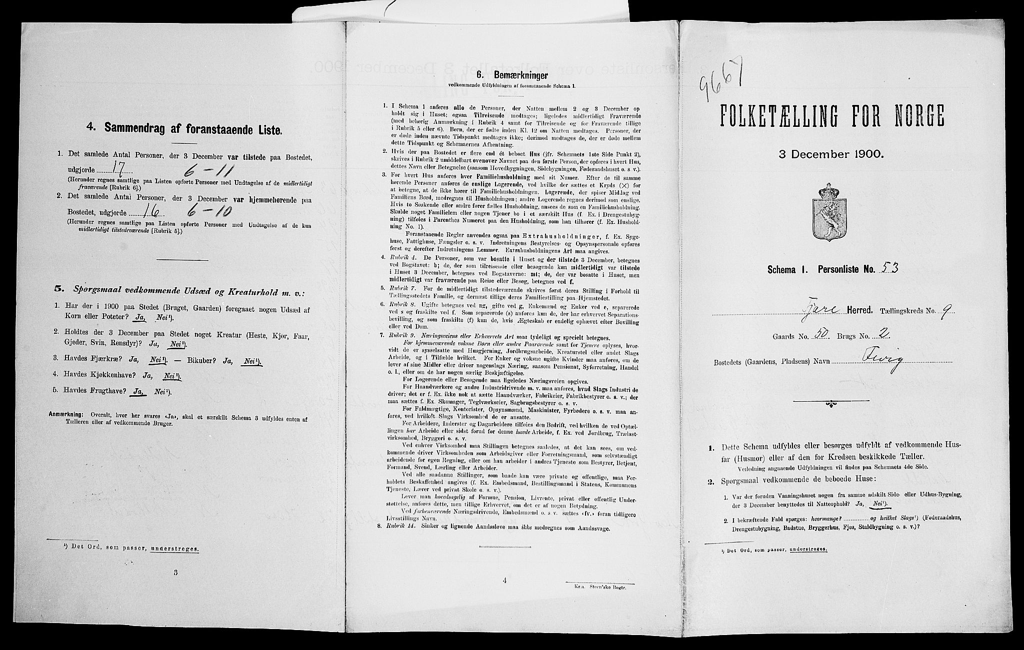 SAK, Folketelling 1900 for 0923 Fjære herred, 1900, s. 1906
