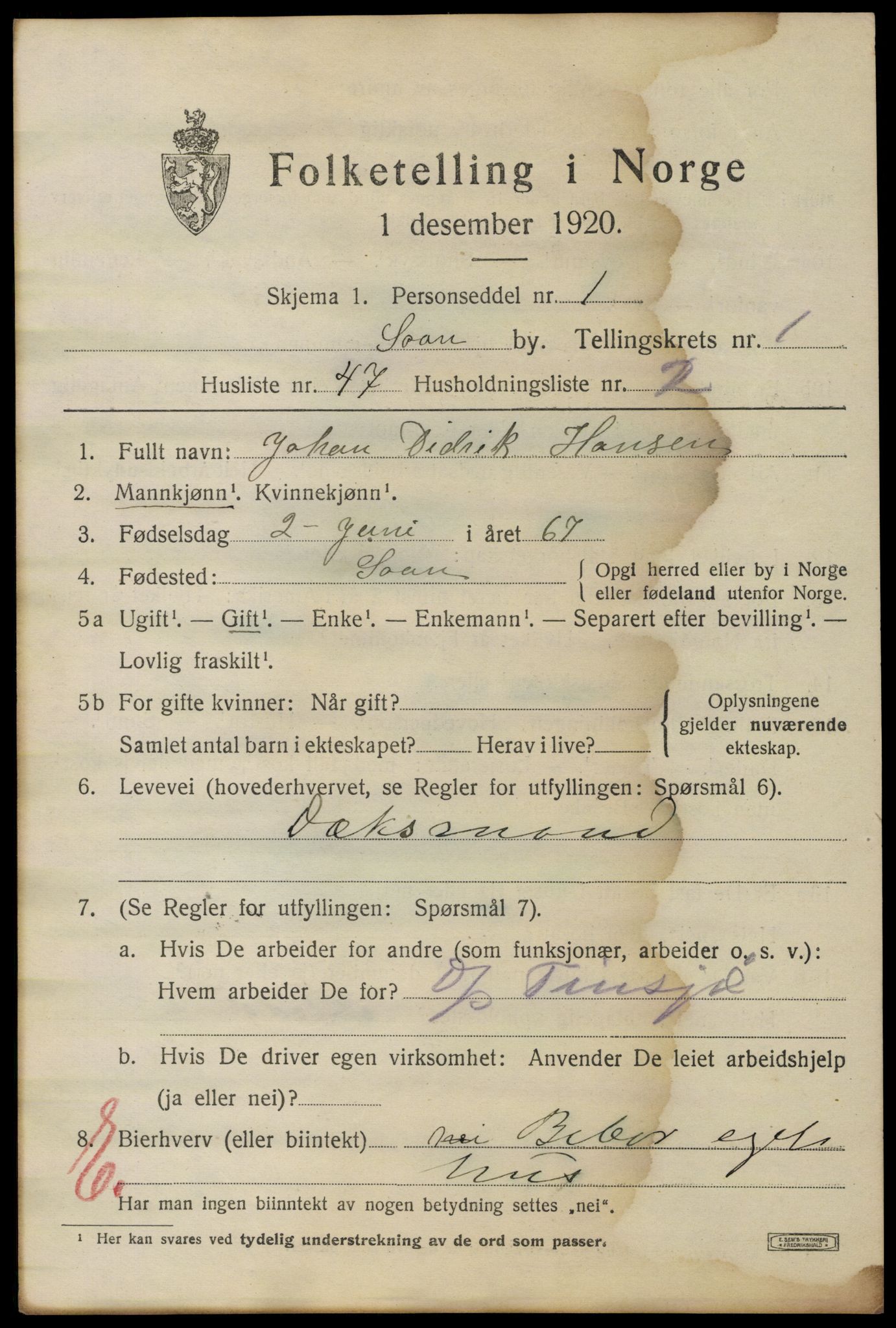 SAO, Folketelling 1920 for 0201 Son ladested, 1920, s. 950