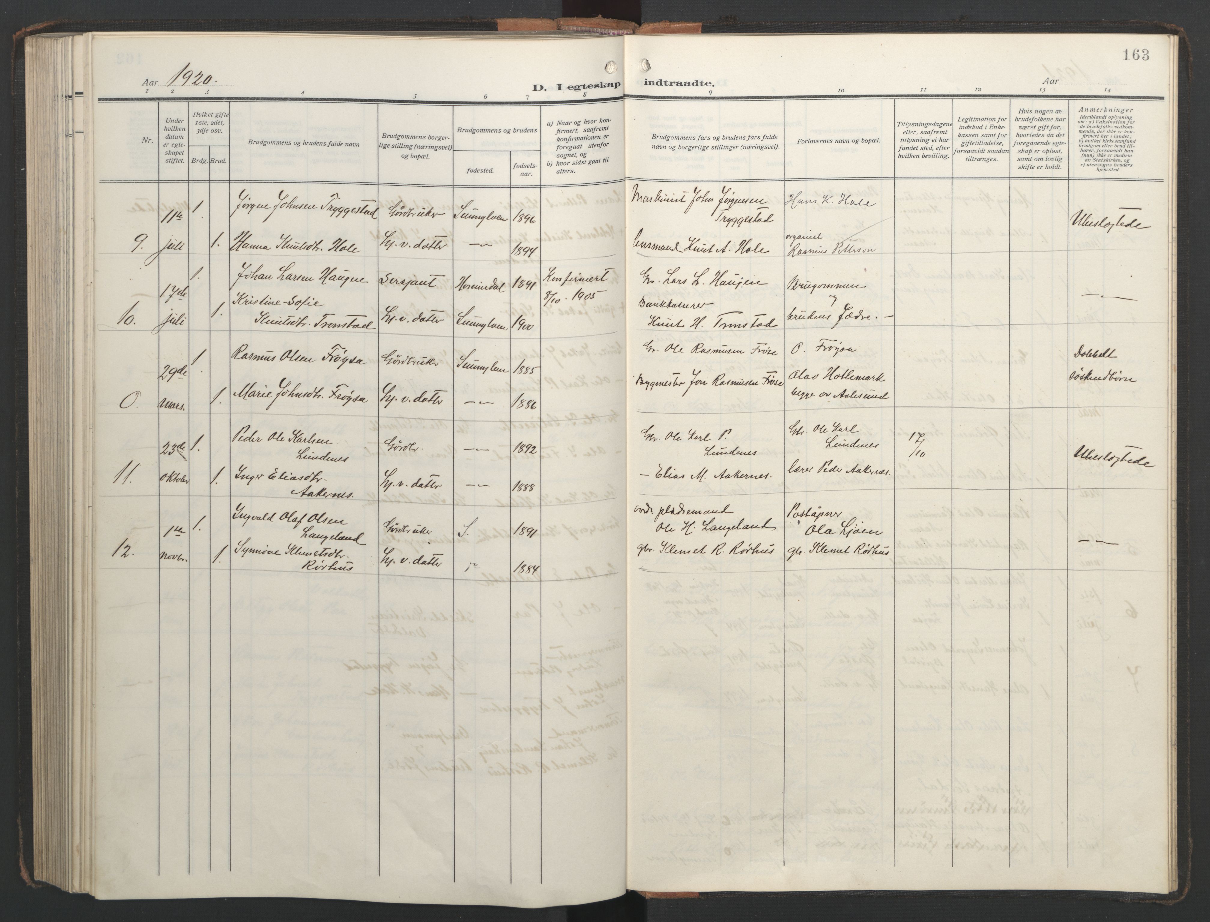 Ministerialprotokoller, klokkerbøker og fødselsregistre - Møre og Romsdal, AV/SAT-A-1454/517/L0232: Klokkerbok nr. 517C05, 1910-1946, s. 163