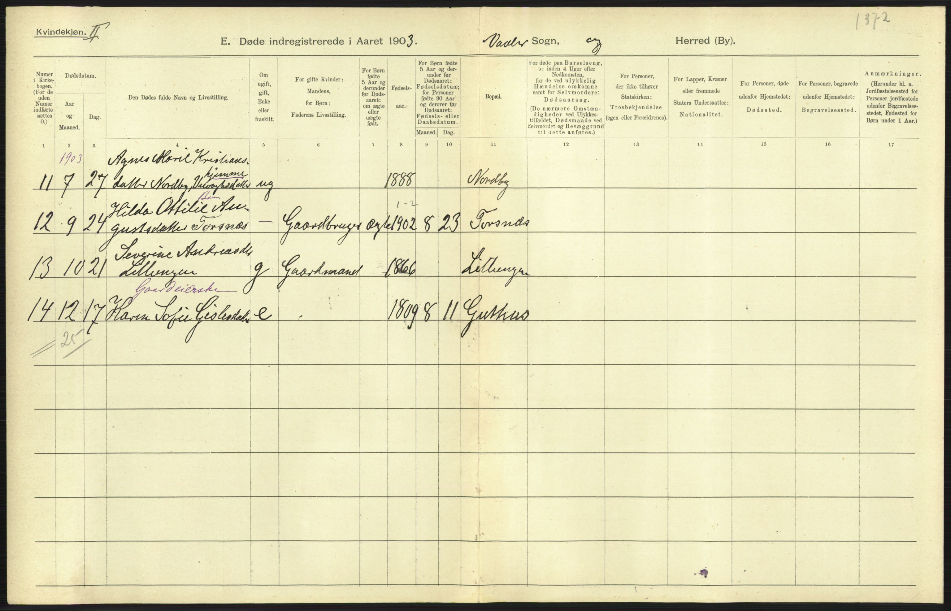 Statistisk sentralbyrå, Sosiodemografiske emner, Befolkning, AV/RA-S-2228/D/Df/Dfa/Dfaa/L0001: Smålenenes amt: Fødte, gifte, døde, 1903, s. 835