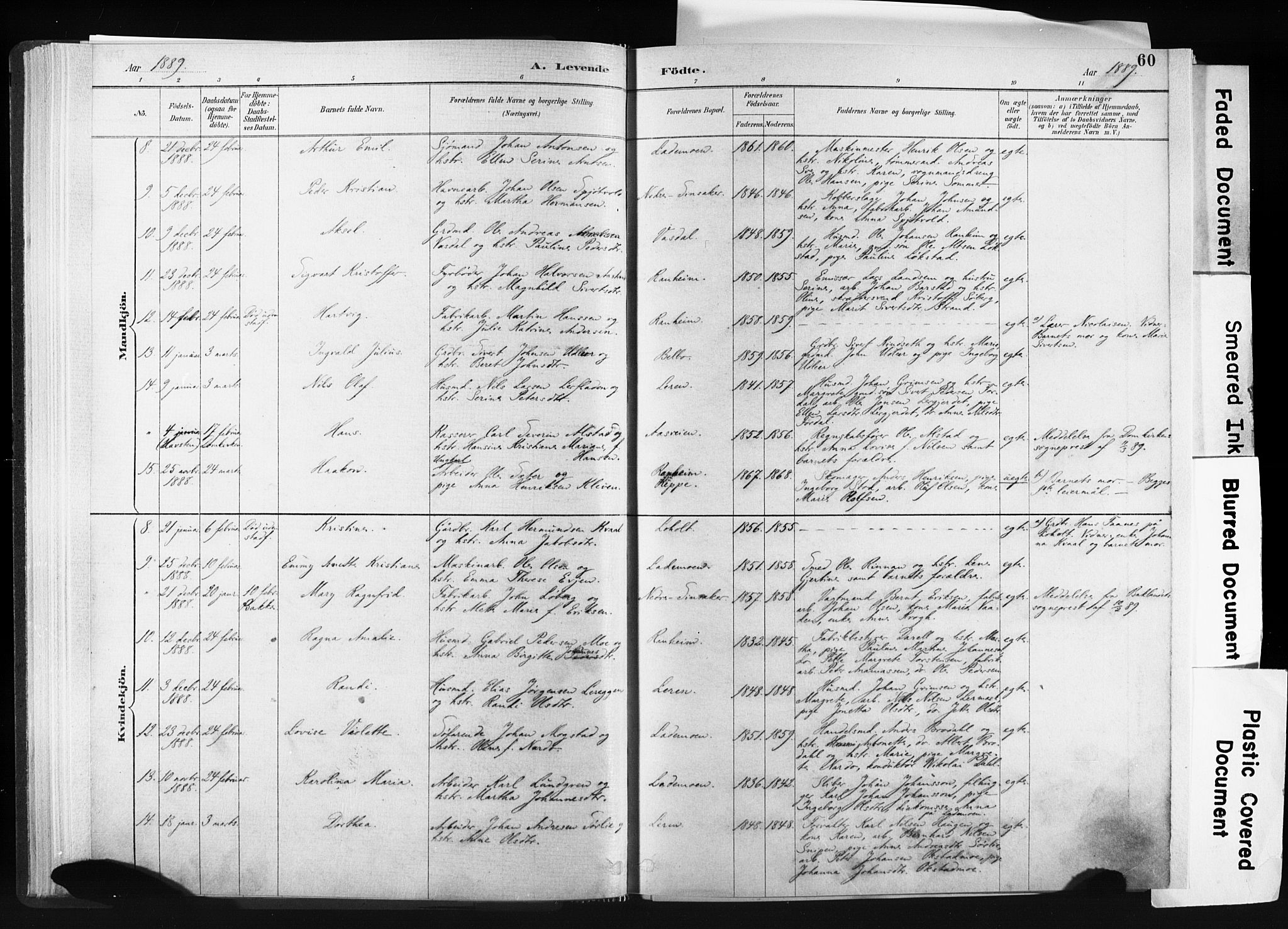 Ministerialprotokoller, klokkerbøker og fødselsregistre - Sør-Trøndelag, AV/SAT-A-1456/606/L0300: Ministerialbok nr. 606A15, 1886-1893, s. 60