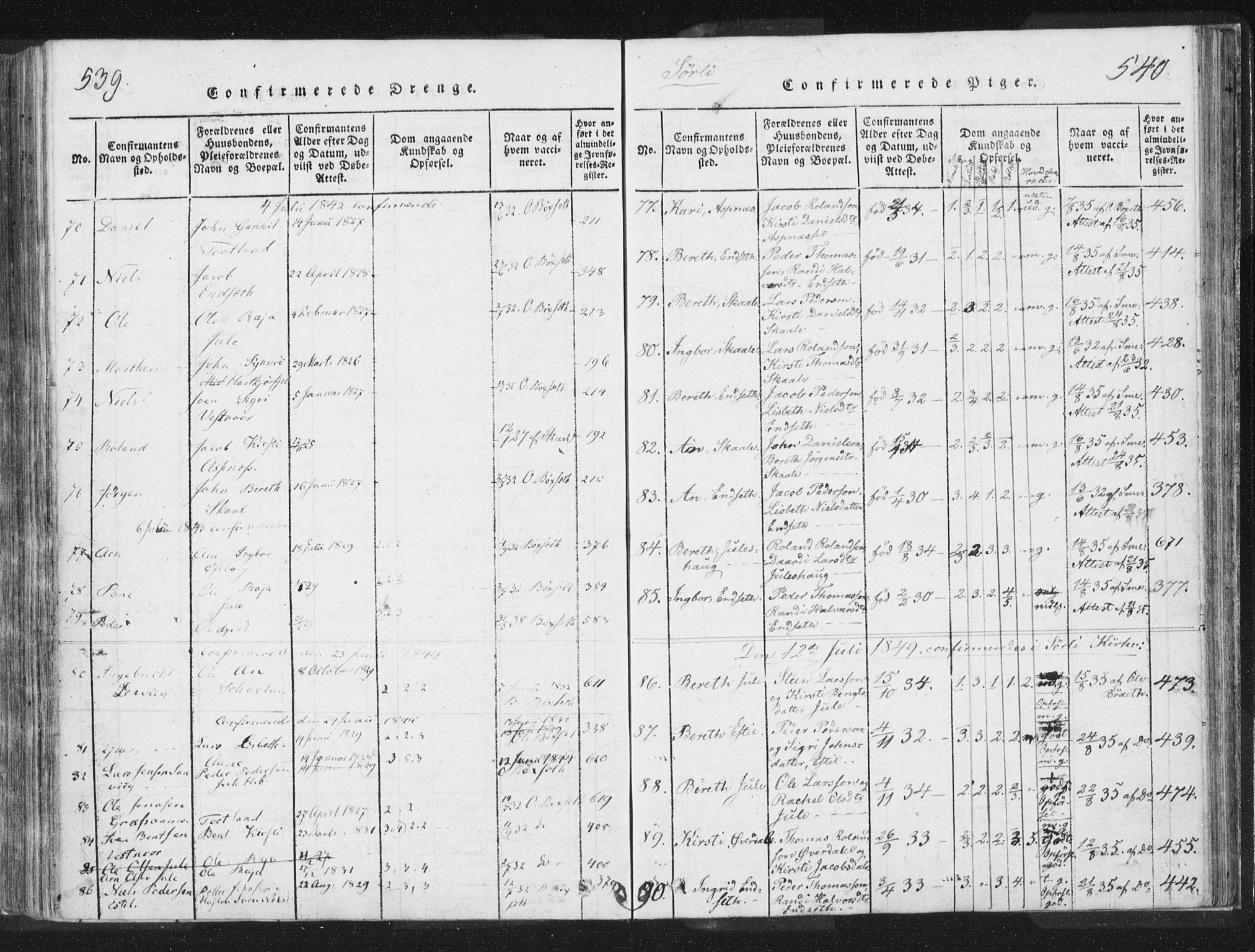 Ministerialprotokoller, klokkerbøker og fødselsregistre - Nord-Trøndelag, SAT/A-1458/755/L0491: Ministerialbok nr. 755A01 /2, 1817-1864, s. 539-540