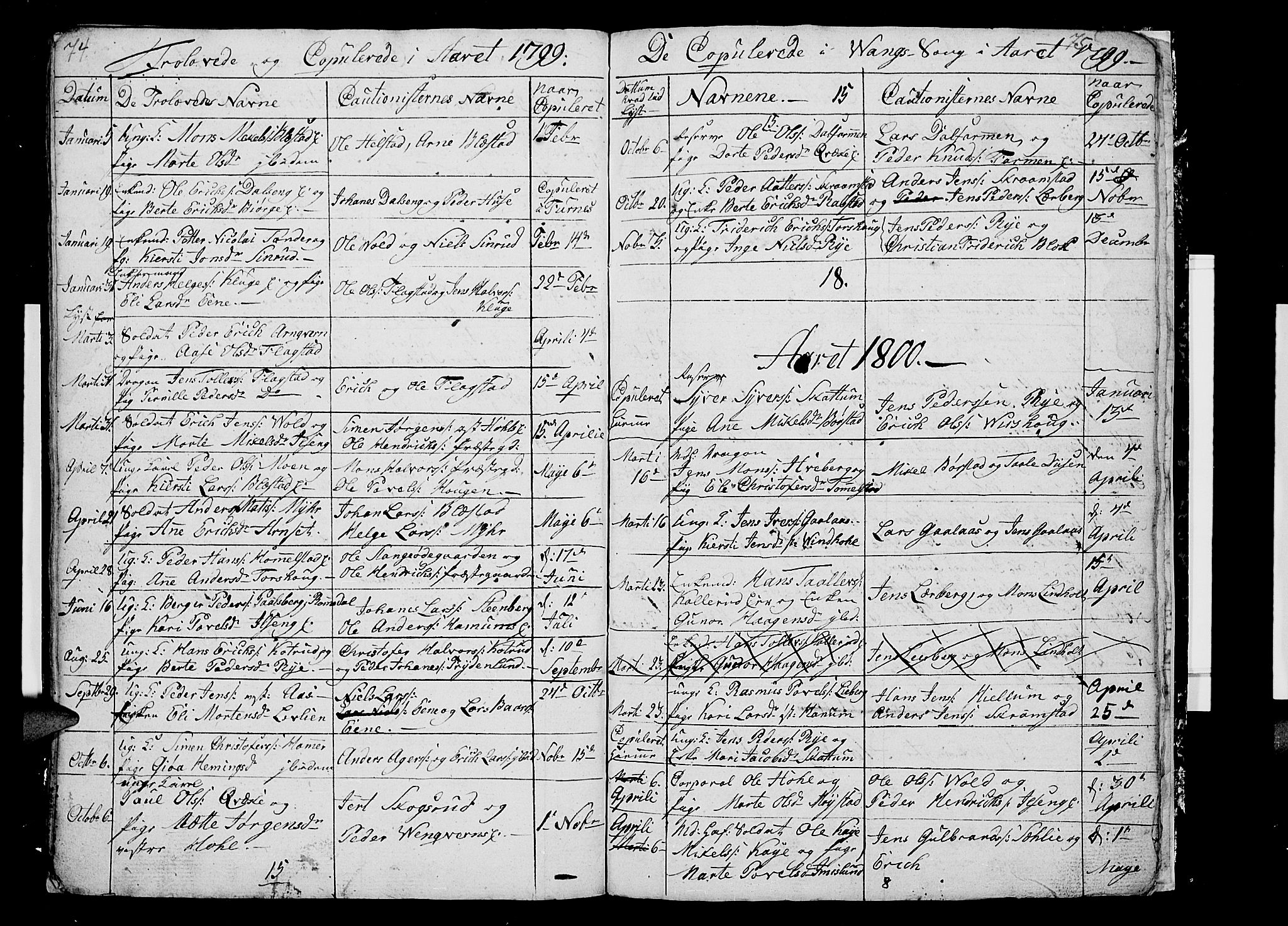Vang prestekontor, Hedmark, AV/SAH-PREST-008/H/Ha/Hab/L0002: Klokkerbok nr. 2, 1797-1803, s. 74-75