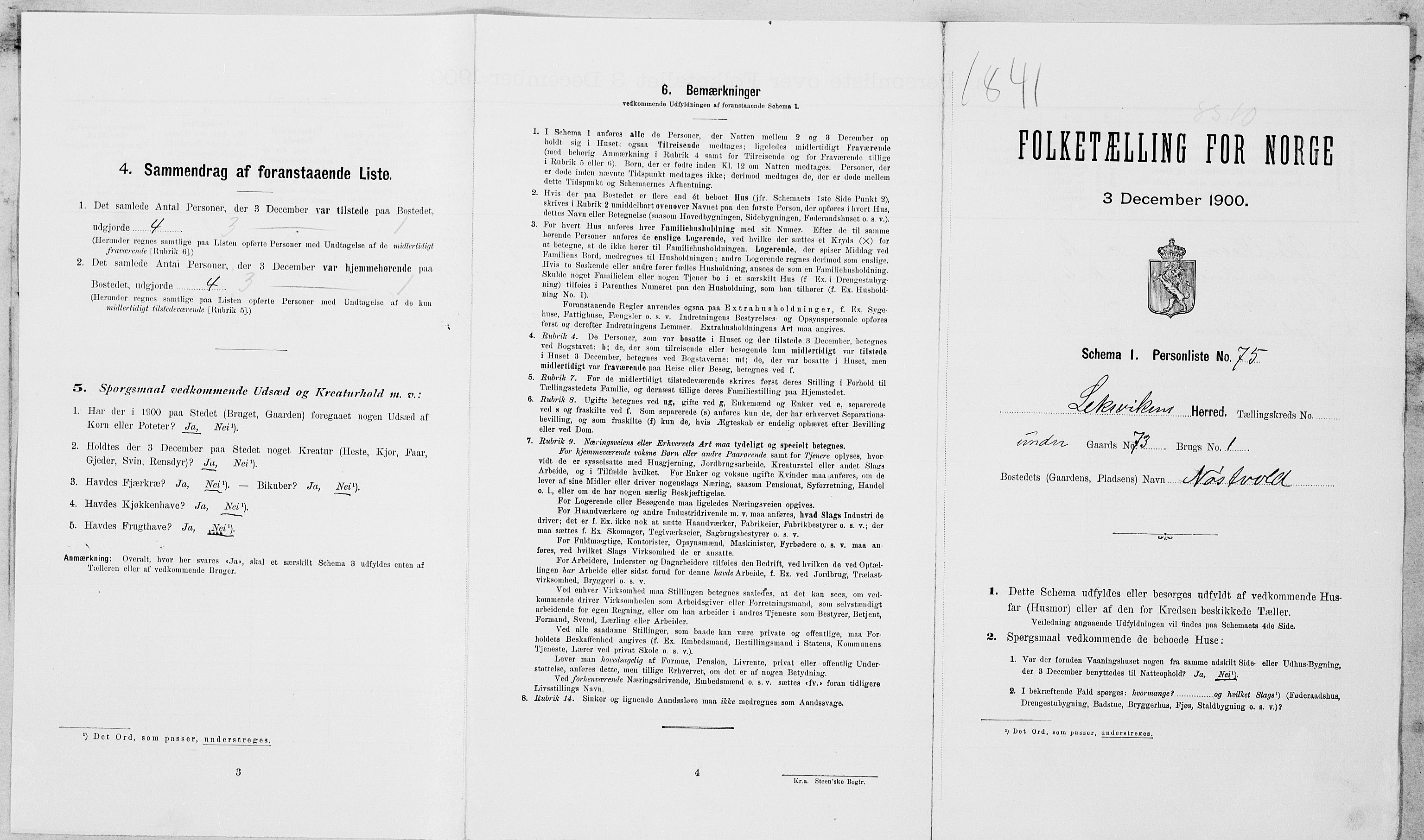 SAT, Folketelling 1900 for 1718 Leksvik herred, 1900, s. 50