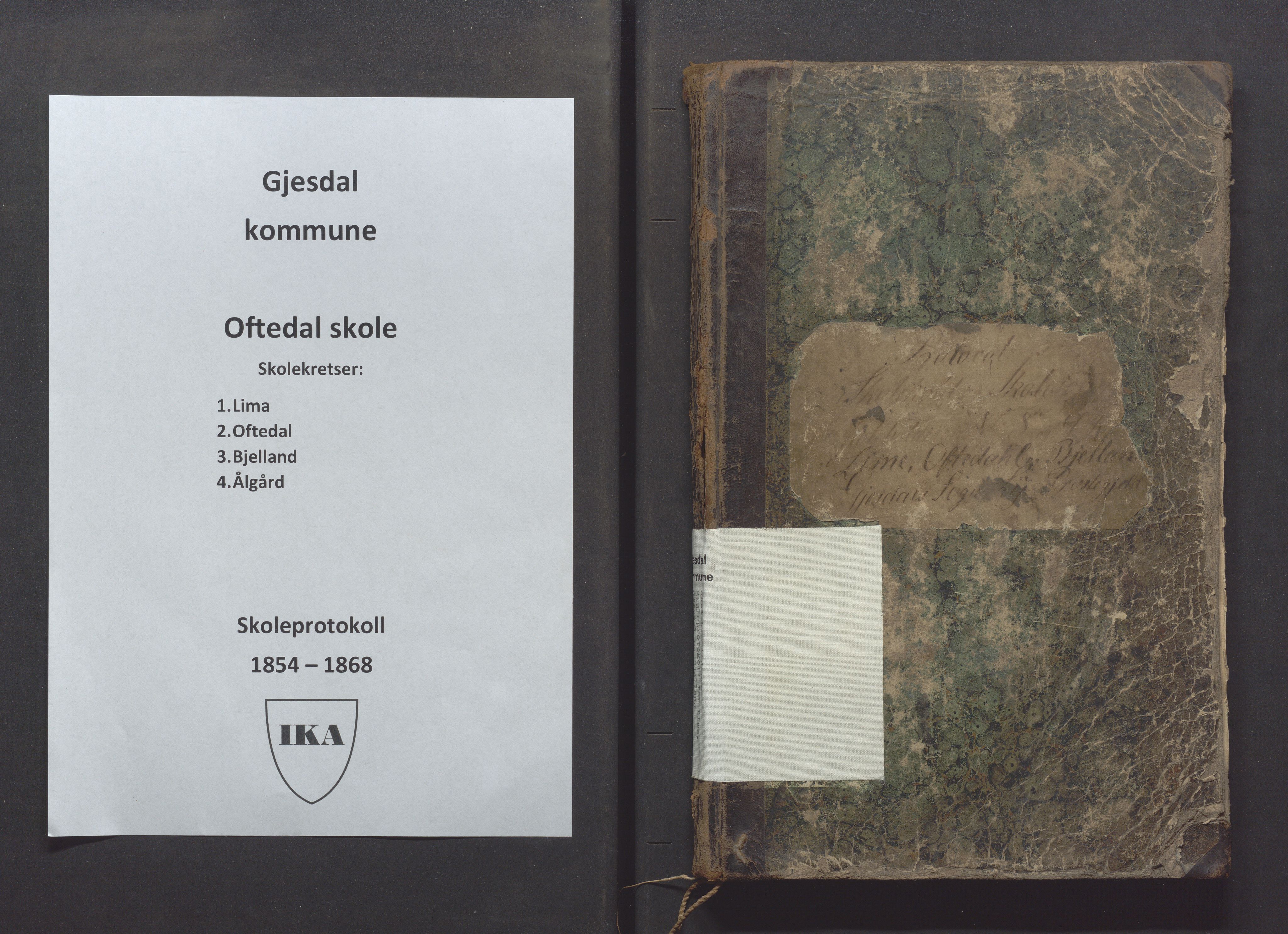 Gjesdal kommune - Oftedal skole, IKAR/K-101392/H/L0001: Skoleprotokoll, 1854-1868