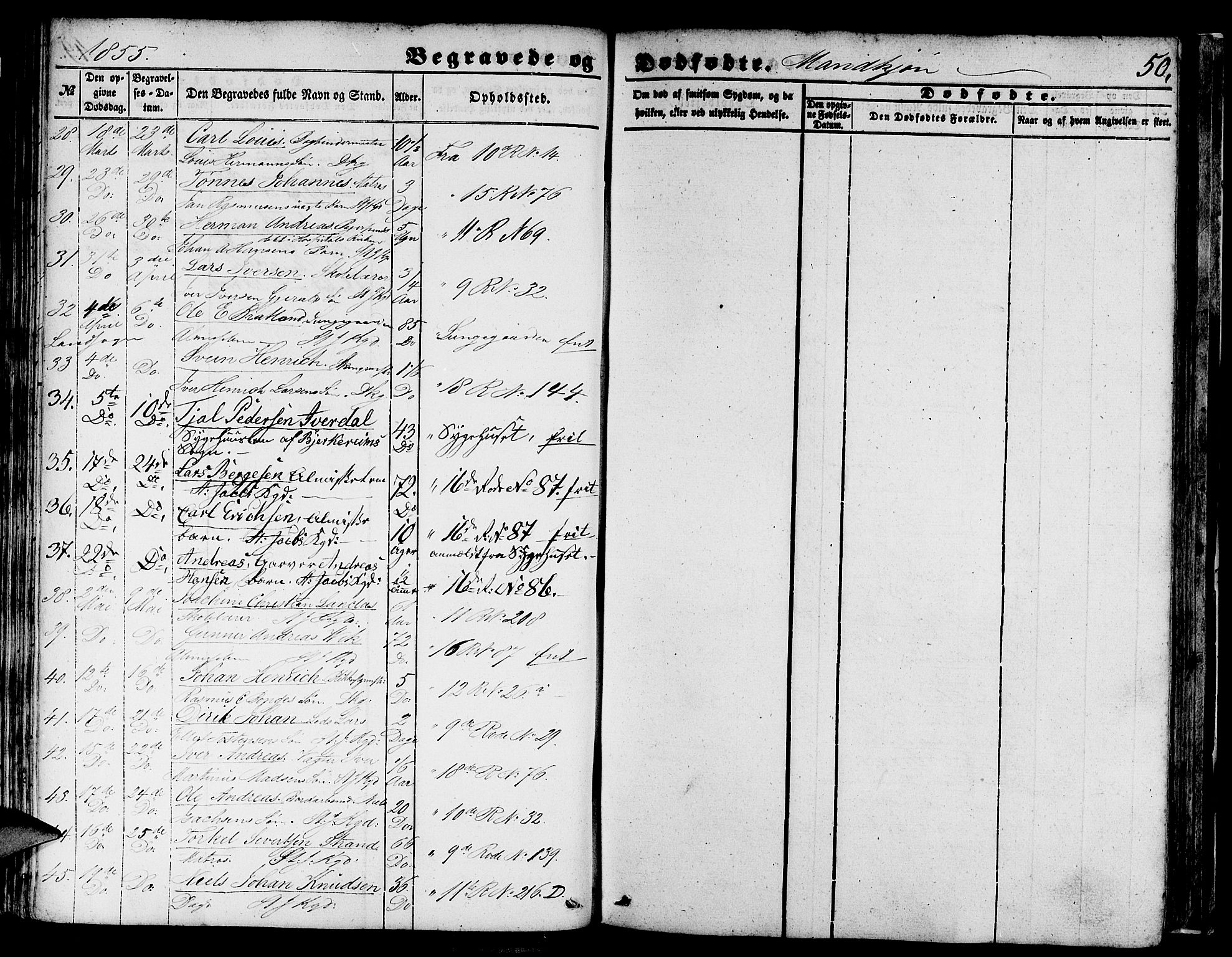 Domkirken sokneprestembete, AV/SAB-A-74801/H/Hab/L0038: Klokkerbok nr. E 2, 1847-1859, s. 50
