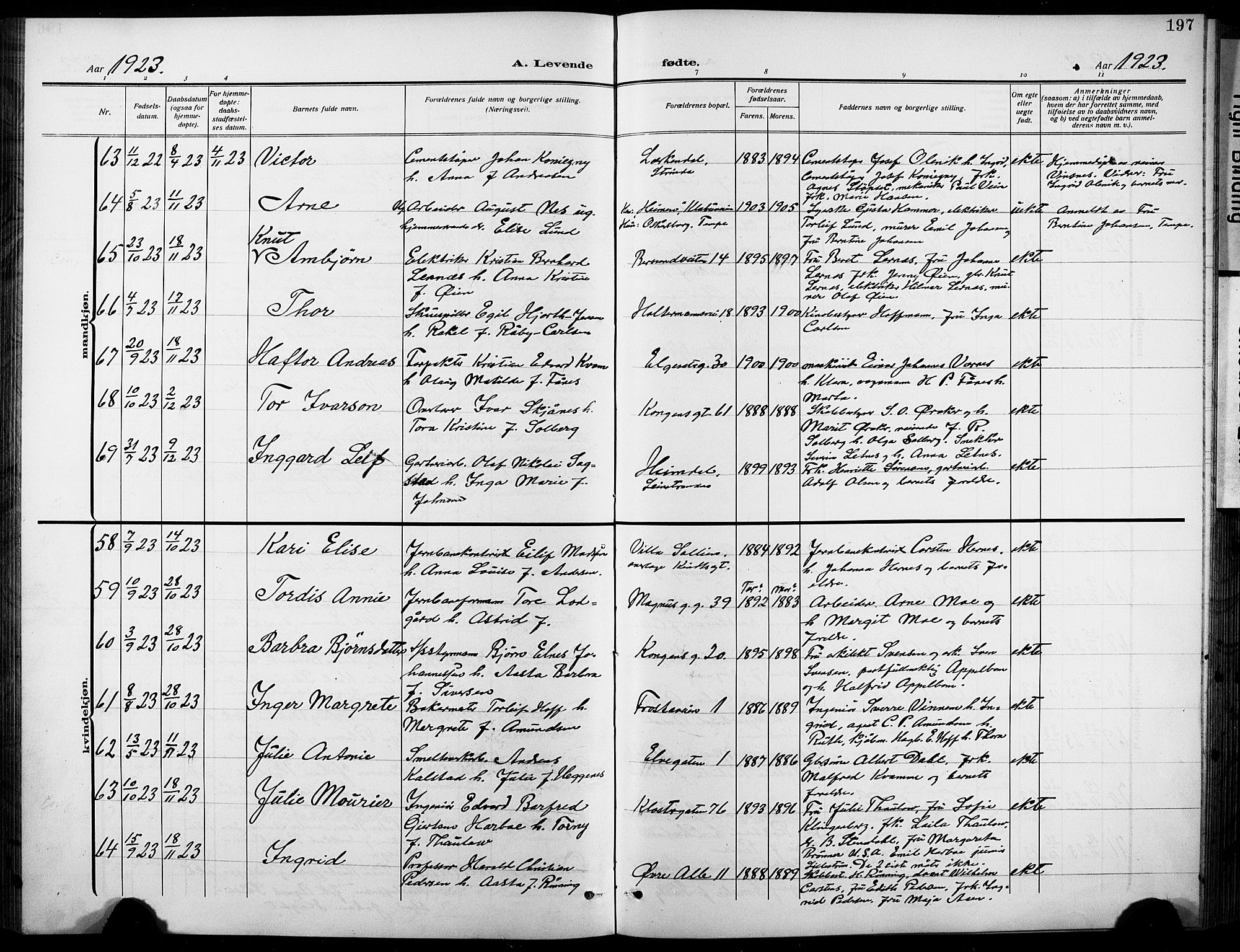 Ministerialprotokoller, klokkerbøker og fødselsregistre - Sør-Trøndelag, AV/SAT-A-1456/601/L0096: Klokkerbok nr. 601C14, 1911-1931, s. 197