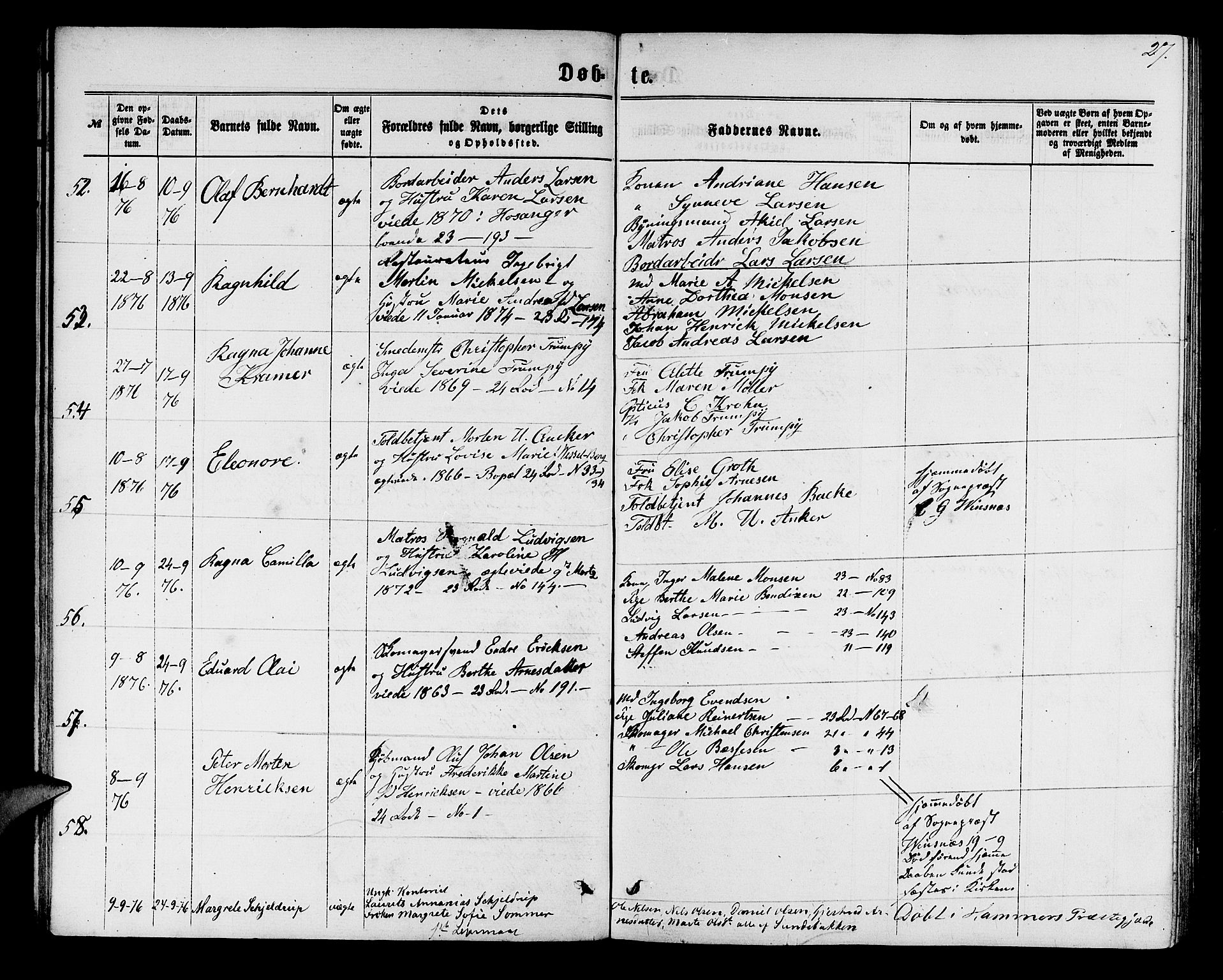 Mariakirken Sokneprestembete, AV/SAB-A-76901/H/Hab/L0003: Klokkerbok nr. A 3, 1862-1877, s. 27