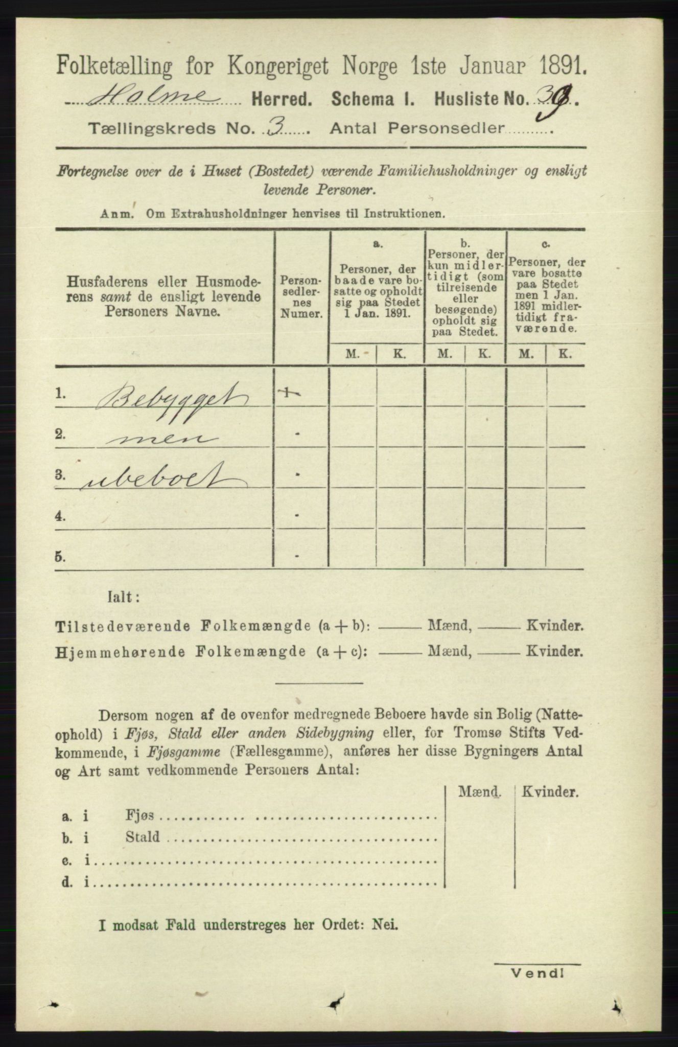 RA, Folketelling 1891 for 1020 Holum herred, 1891, s. 817