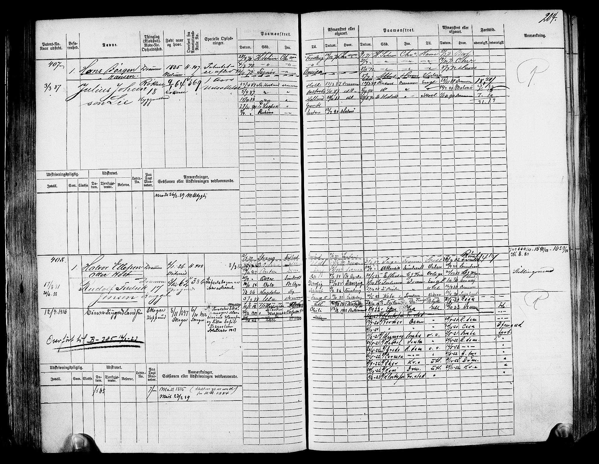 Drammen innrulleringsdistrikt, SAKO/A-781/F/Fc/L0001: Hovedrulle, 1868, s. 208