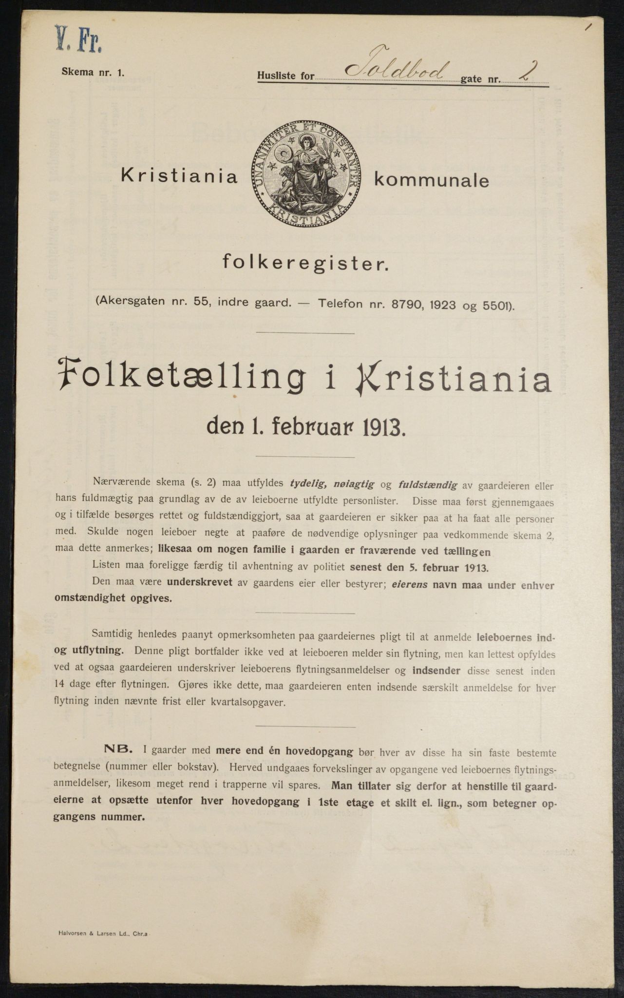 OBA, Kommunal folketelling 1.2.1913 for Kristiania, 1913, s. 113104