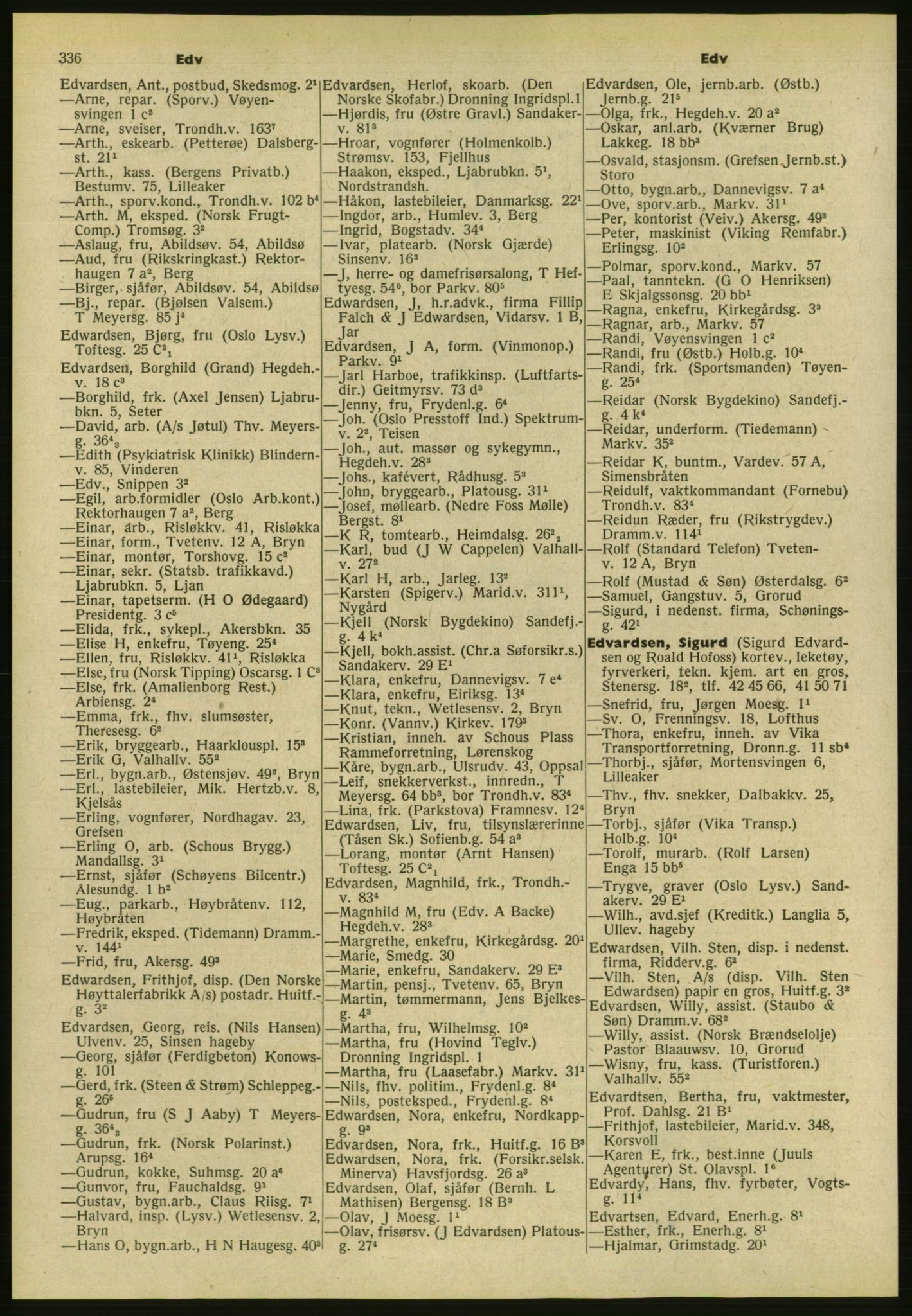 Kristiania/Oslo adressebok, PUBL/-, 1954, s. 336