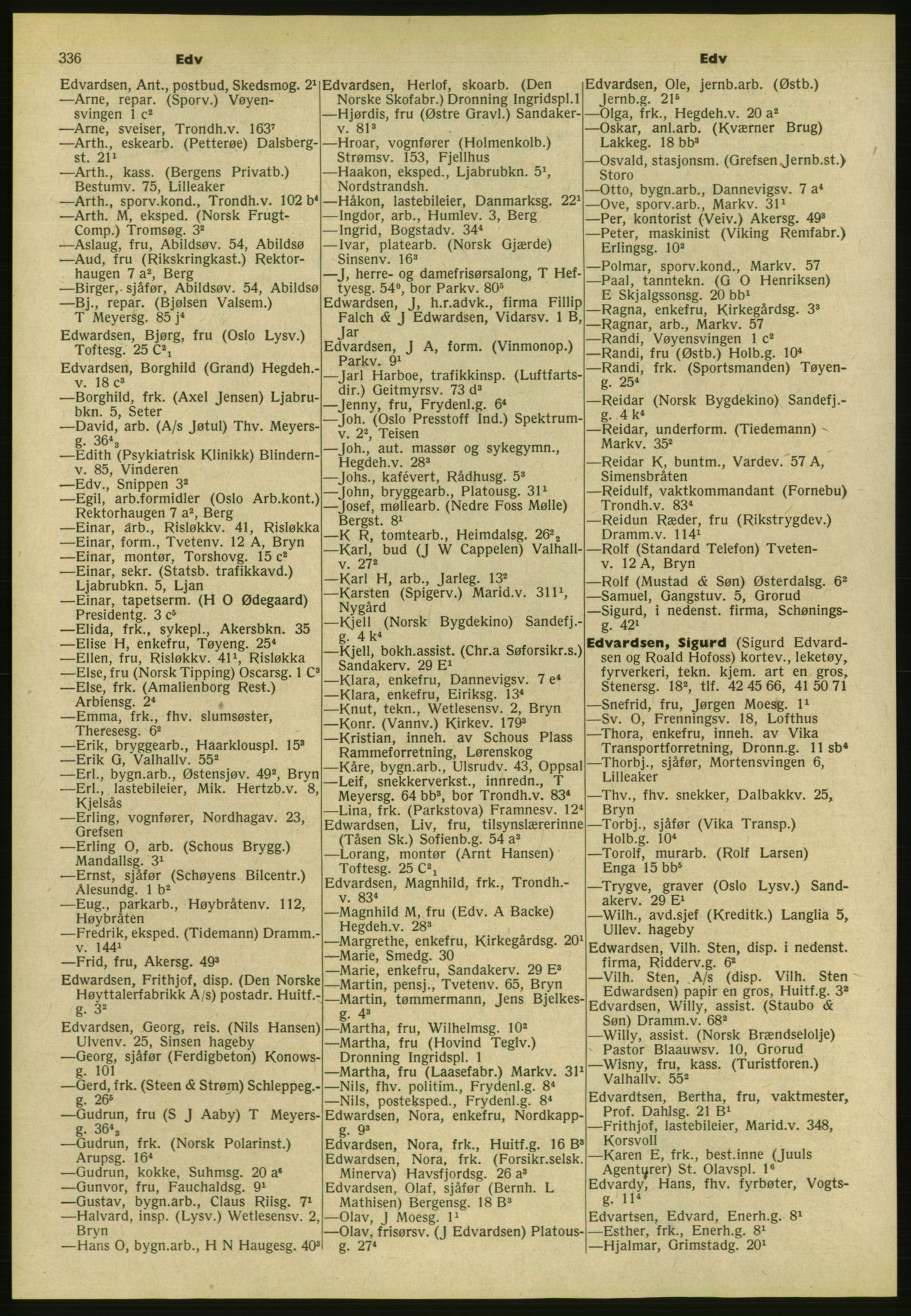 Kristiania/Oslo adressebok, PUBL/-, 1954, s. 336