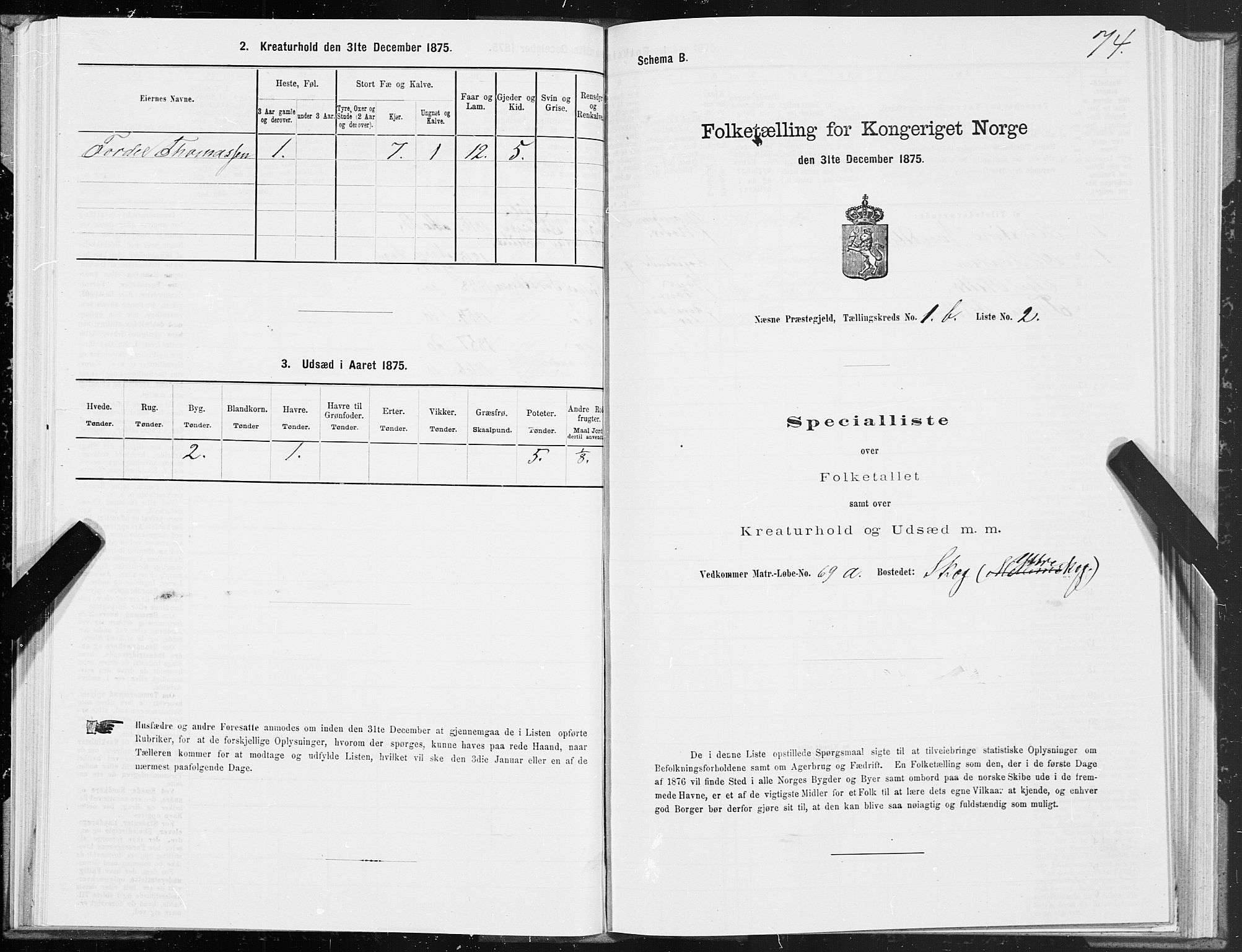 SAT, Folketelling 1875 for 1828P Nesna prestegjeld, 1875, s. 1074