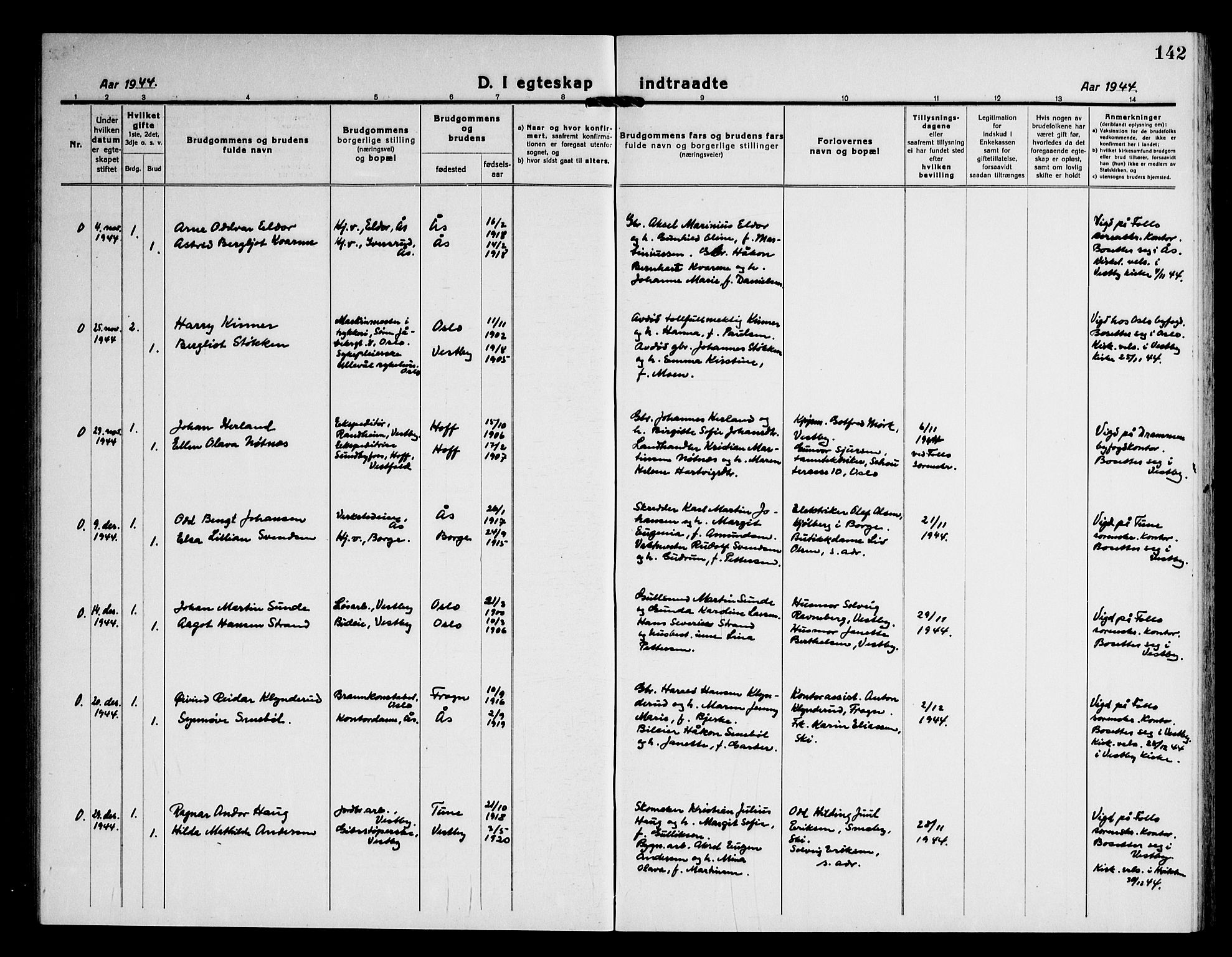 Vestby prestekontor Kirkebøker, AV/SAO-A-10893/G/Ga/L0003: Klokkerbok nr. I 3, 1917-1947, s. 142