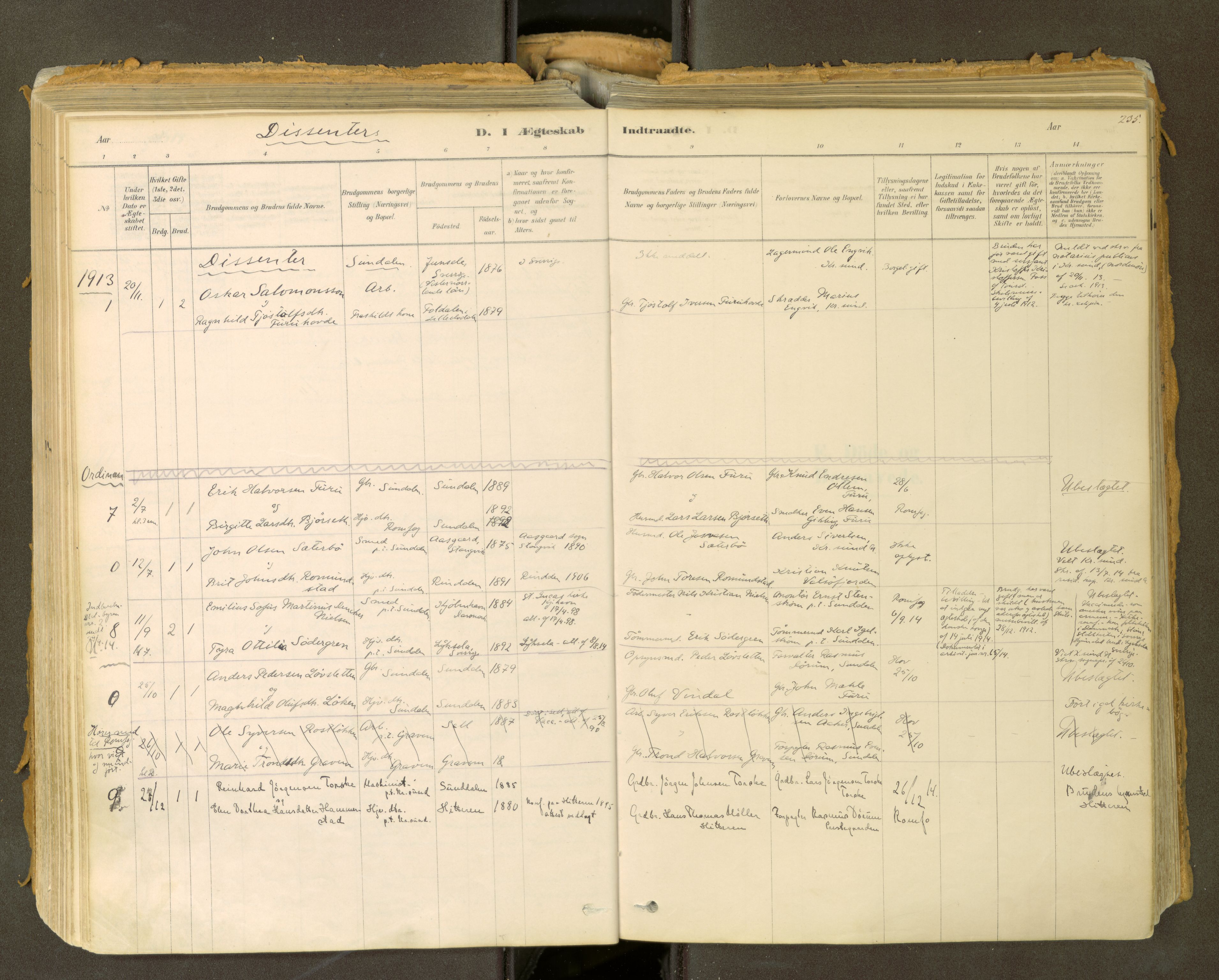 Sunndal sokneprestkontor, SAT/A-1085/1/I/I1/I1a: Ministerialbok nr. 2, 1877-1914, s. 235