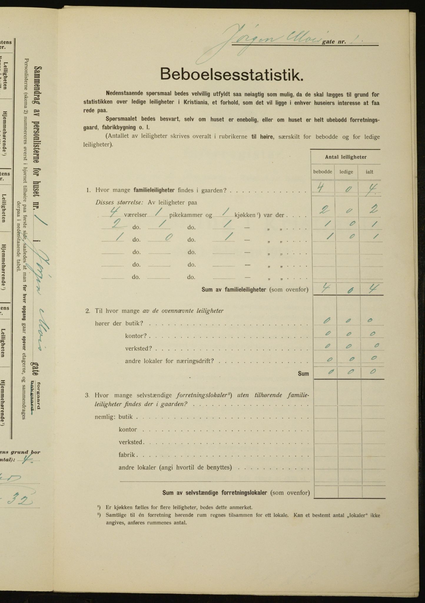 OBA, Kommunal folketelling 1.2.1912 for Kristiania, 1912, s. 48009