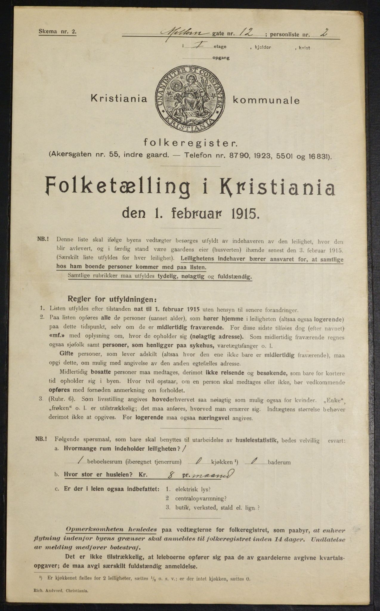 OBA, Kommunal folketelling 1.2.1915 for Kristiania, 1915, s. 64551