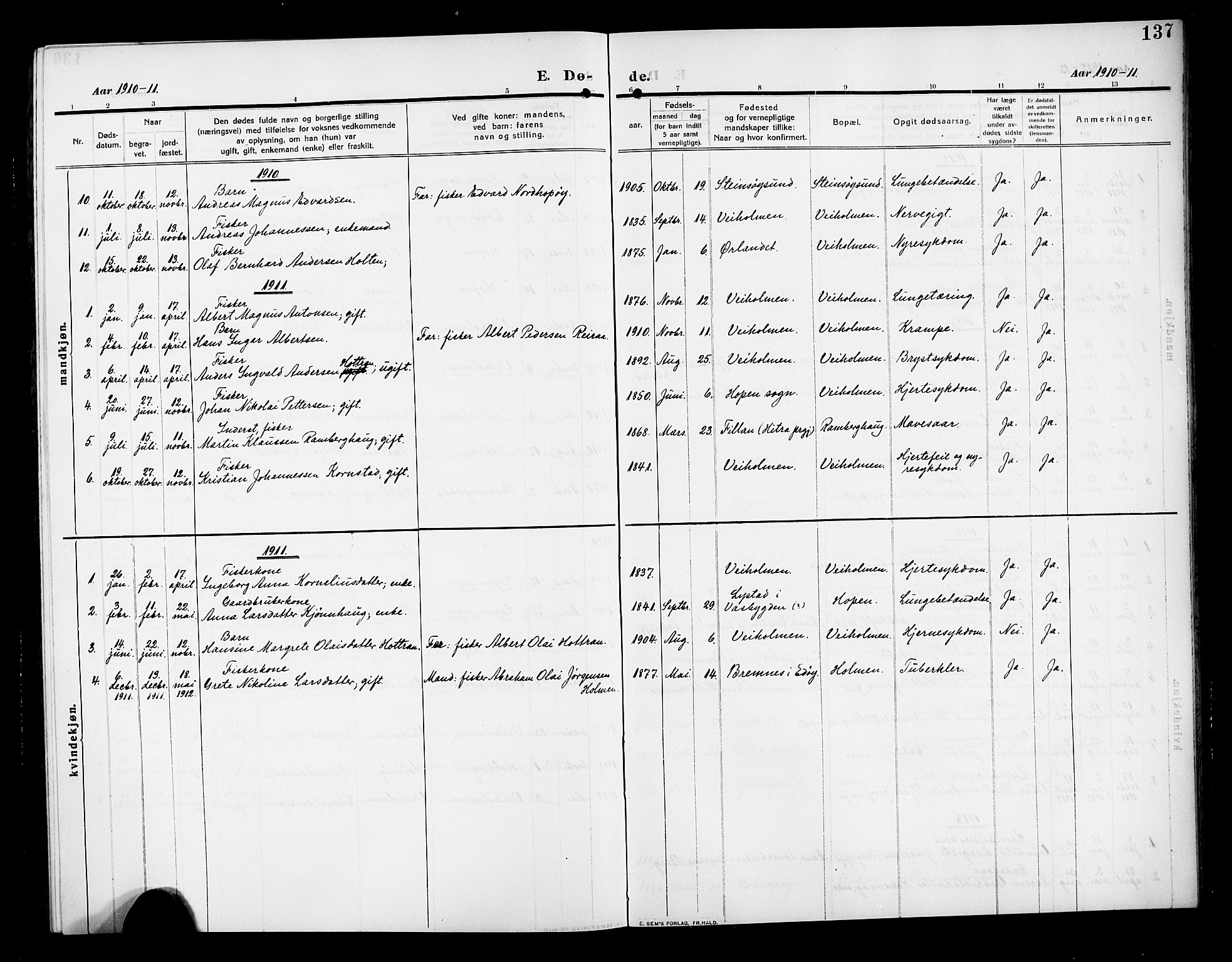 Ministerialprotokoller, klokkerbøker og fødselsregistre - Møre og Romsdal, AV/SAT-A-1454/583/L0956: Klokkerbok nr. 583C01, 1909-1925, s. 137