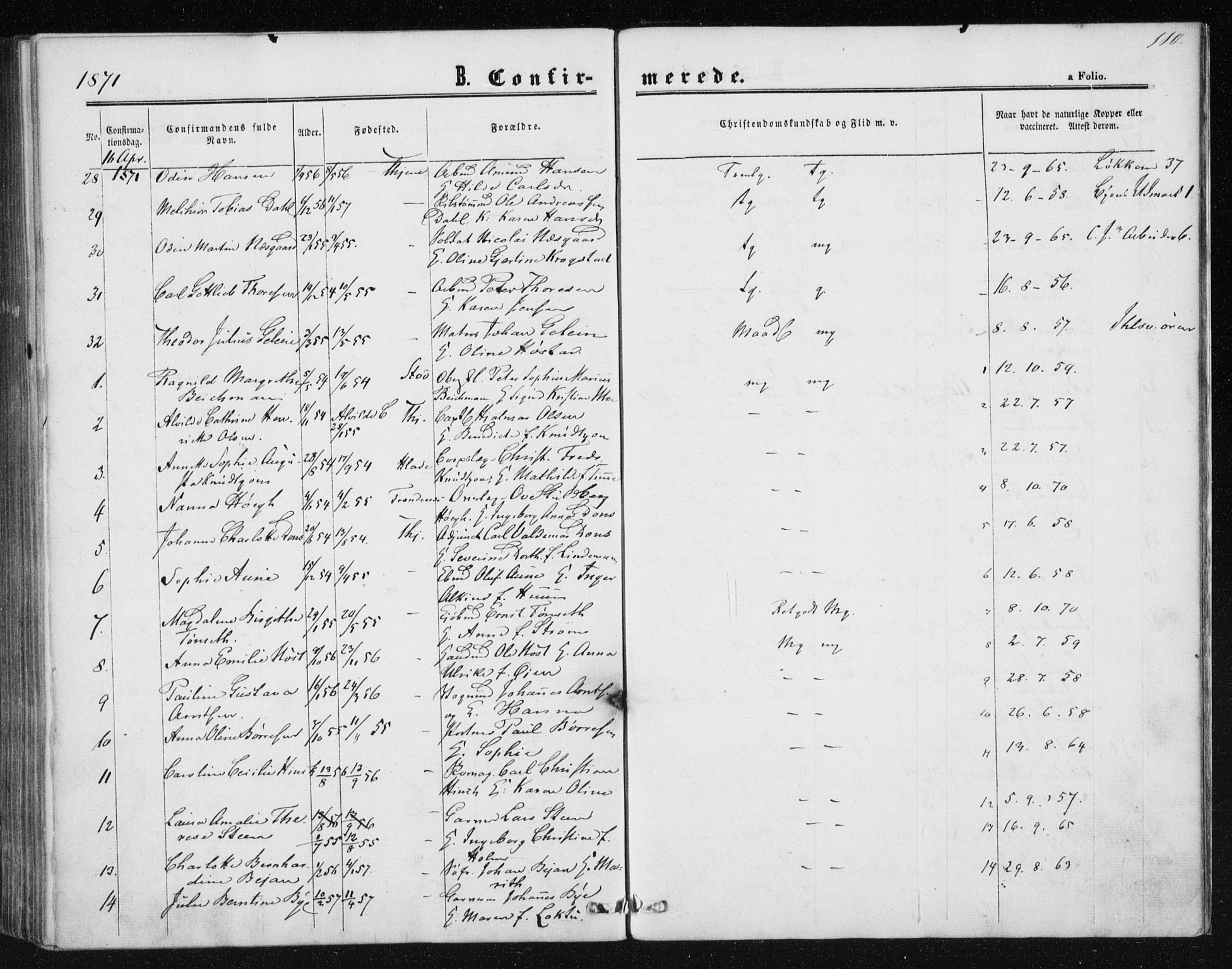 Ministerialprotokoller, klokkerbøker og fødselsregistre - Sør-Trøndelag, SAT/A-1456/602/L0114: Ministerialbok nr. 602A12, 1856-1872, s. 110