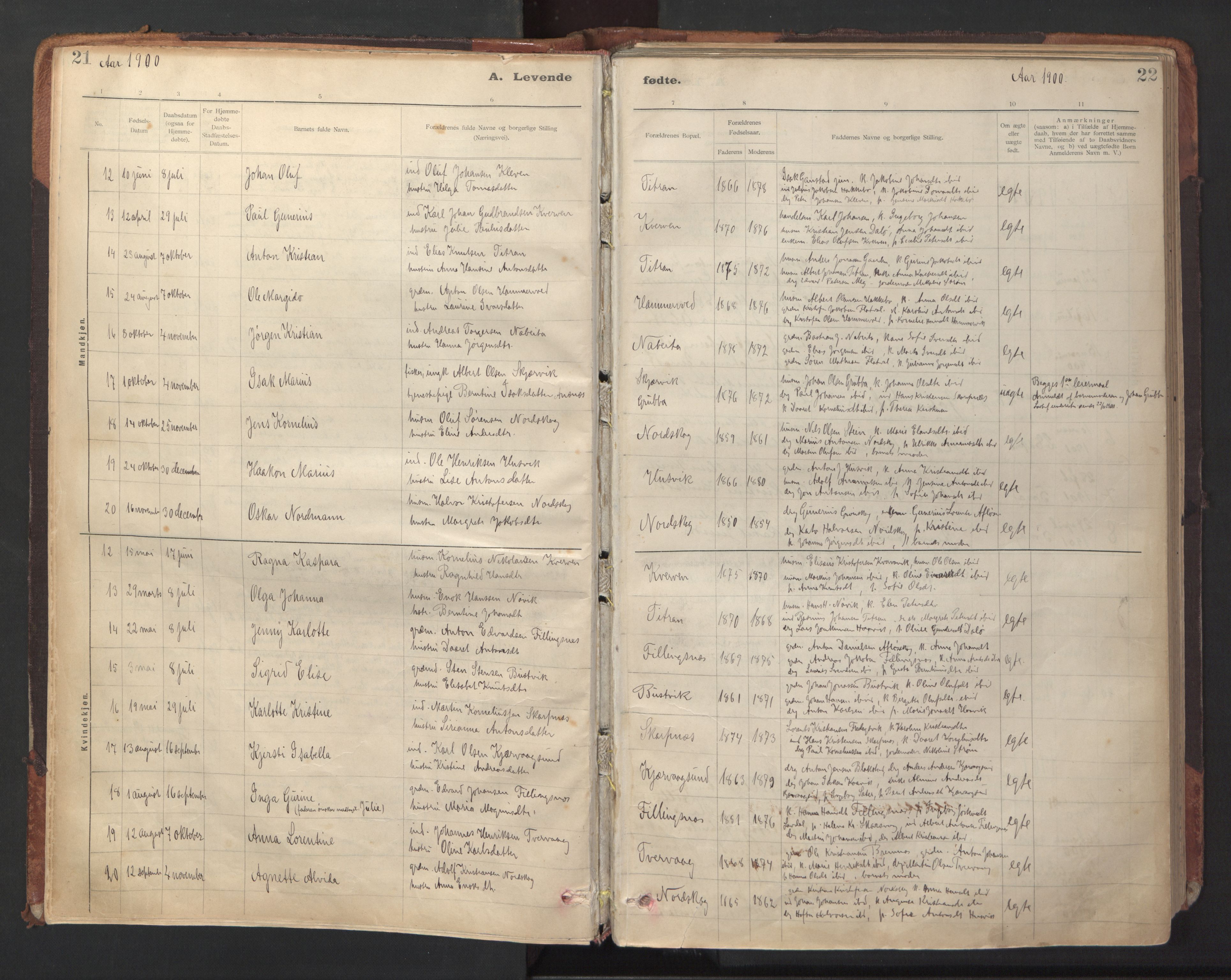 Ministerialprotokoller, klokkerbøker og fødselsregistre - Sør-Trøndelag, SAT/A-1456/641/L0596: Ministerialbok nr. 641A02, 1898-1915, s. 21-22