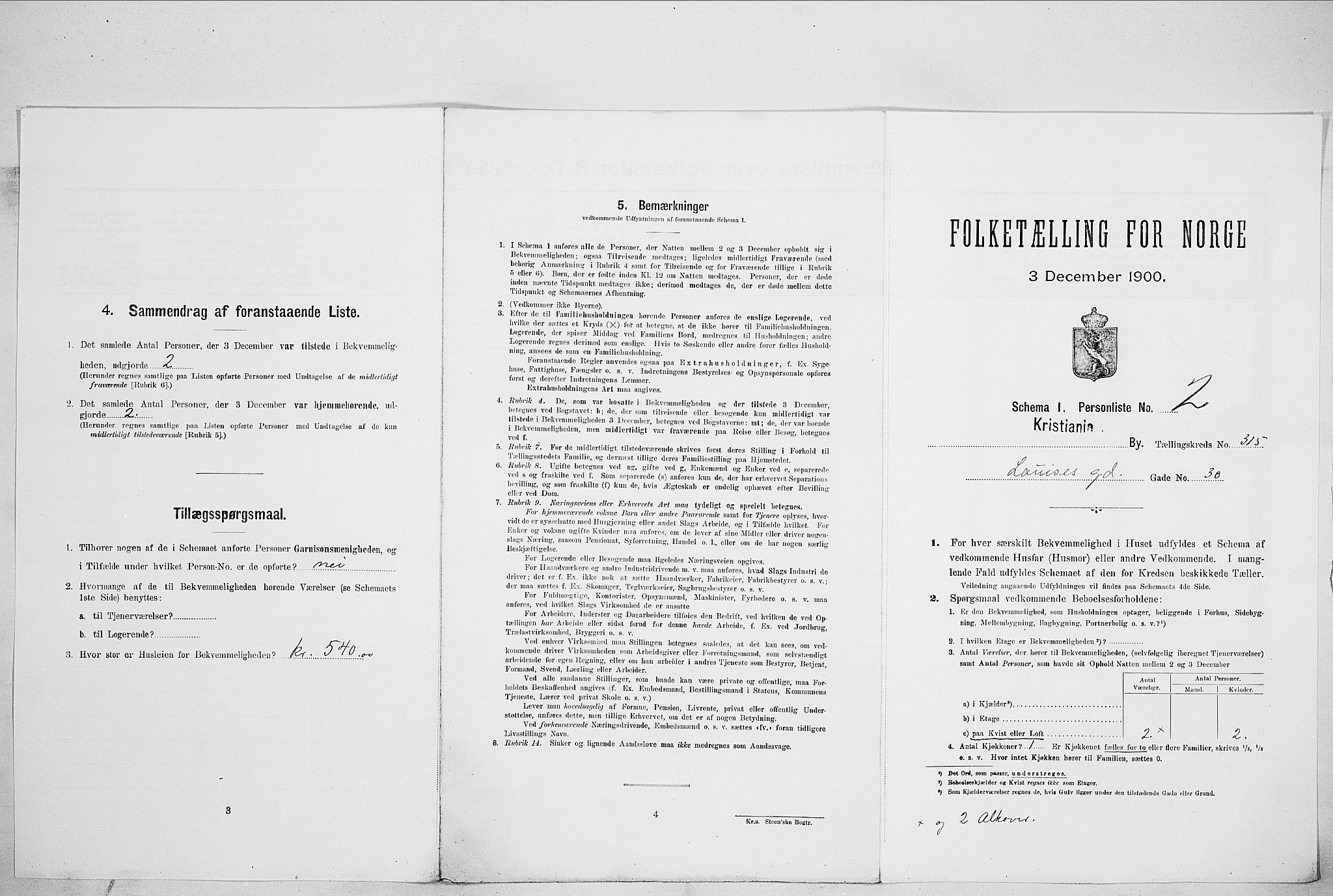 SAO, Folketelling 1900 for 0301 Kristiania kjøpstad, 1900, s. 53244