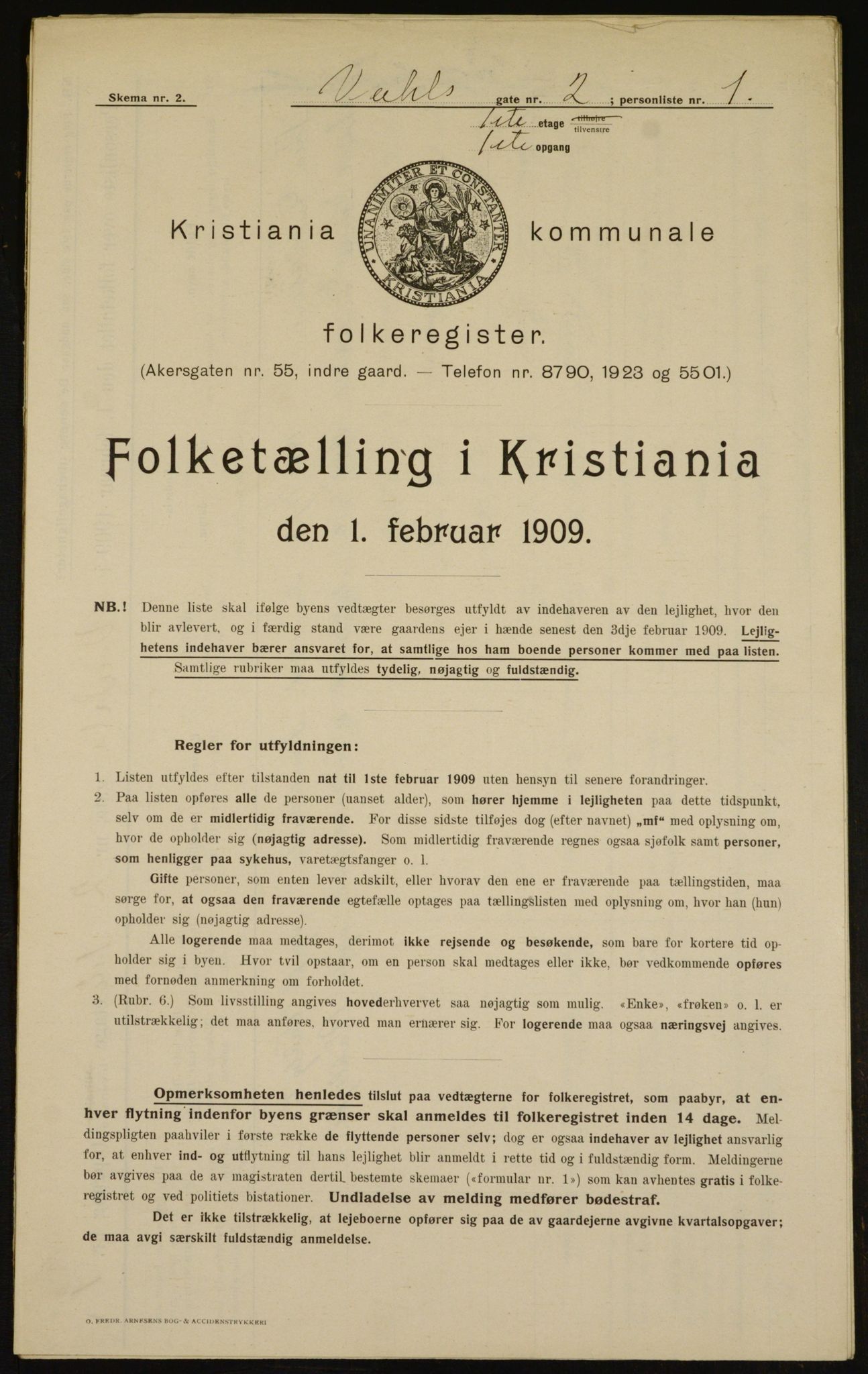 OBA, Kommunal folketelling 1.2.1909 for Kristiania kjøpstad, 1909, s. 110214