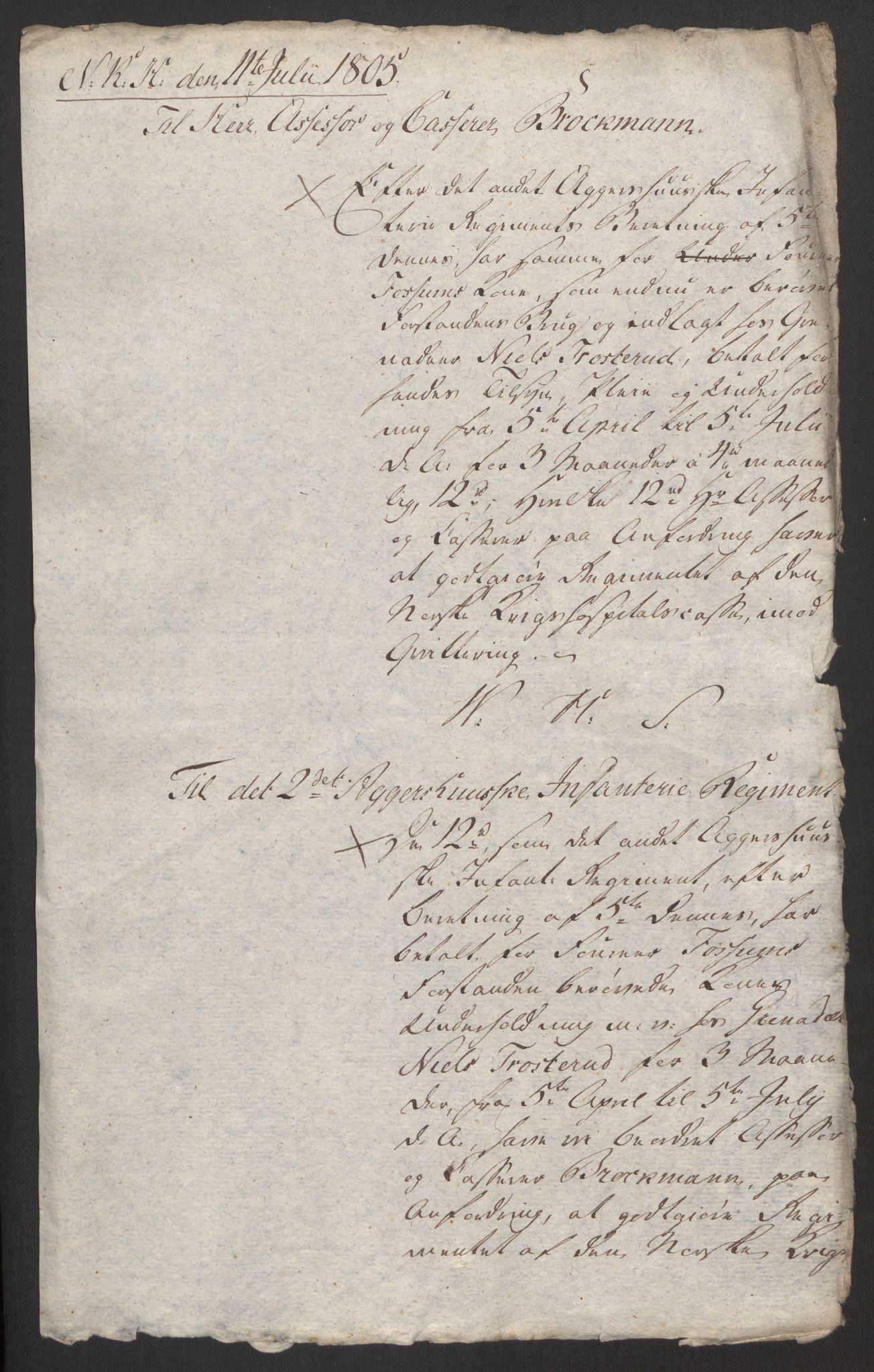 Forsvaret, Den norske kvesthuskasse/krigshospitalkasse, AV/RA-RAFA-1887/F/Fa/L0017: Innkomne brev:, 1782-1807, s. 770