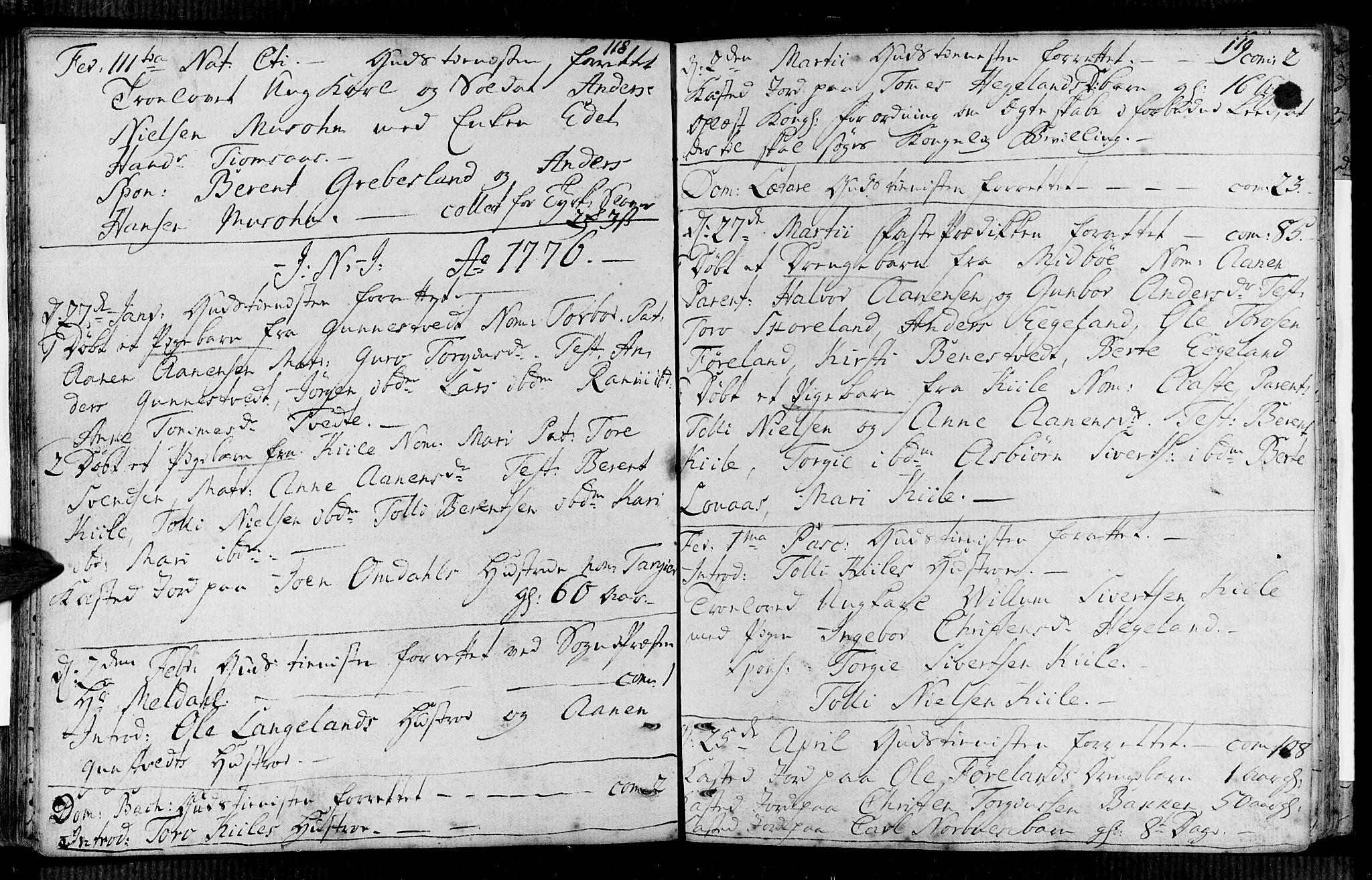 Vennesla sokneprestkontor, AV/SAK-1111-0045/Fa/Faa/L0001: Ministerialbok nr. A 1, 1753-1785, s. 118-119