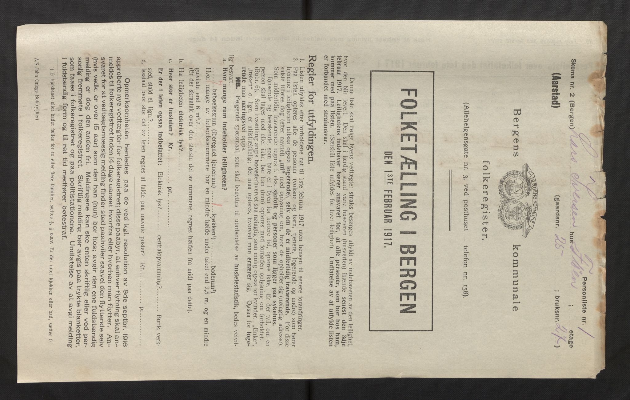 SAB, Kommunal folketelling 1917 for Bergen kjøpstad, 1917, s. 54195