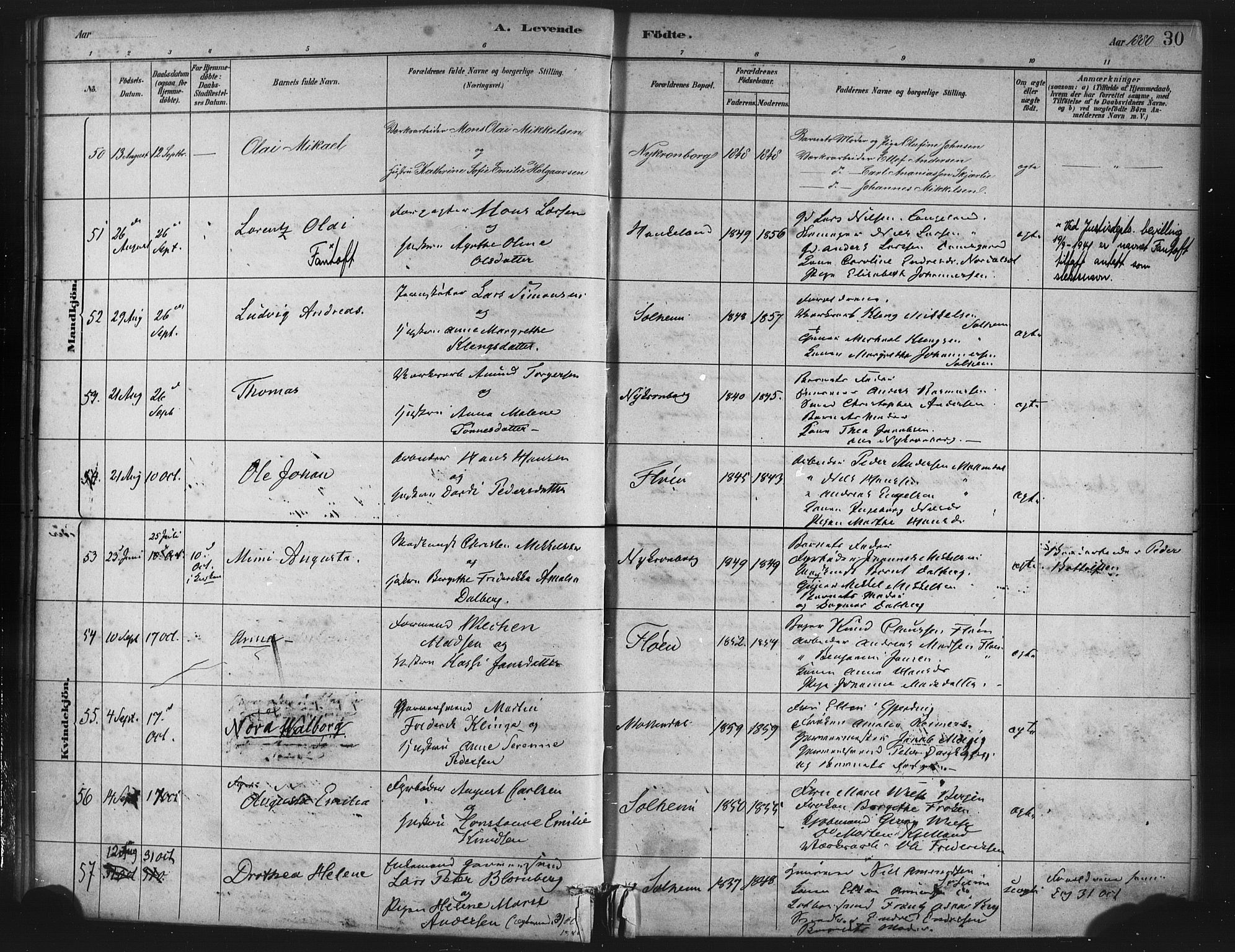 St. Jørgens hospital og Årstad sokneprestembete, AV/SAB-A-99934: Ministerialbok nr. A 7, 1879-1886, s. 30
