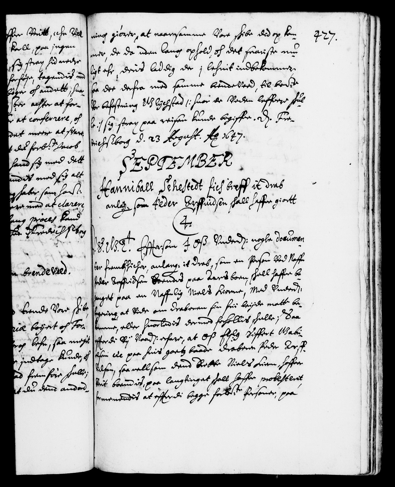 Danske Kanselli 1572-1799, AV/RA-EA-3023/F/Fc/Fca/Fcab/L0007: Norske tegnelser (mikrofilm), 1640-1648, s. 427a