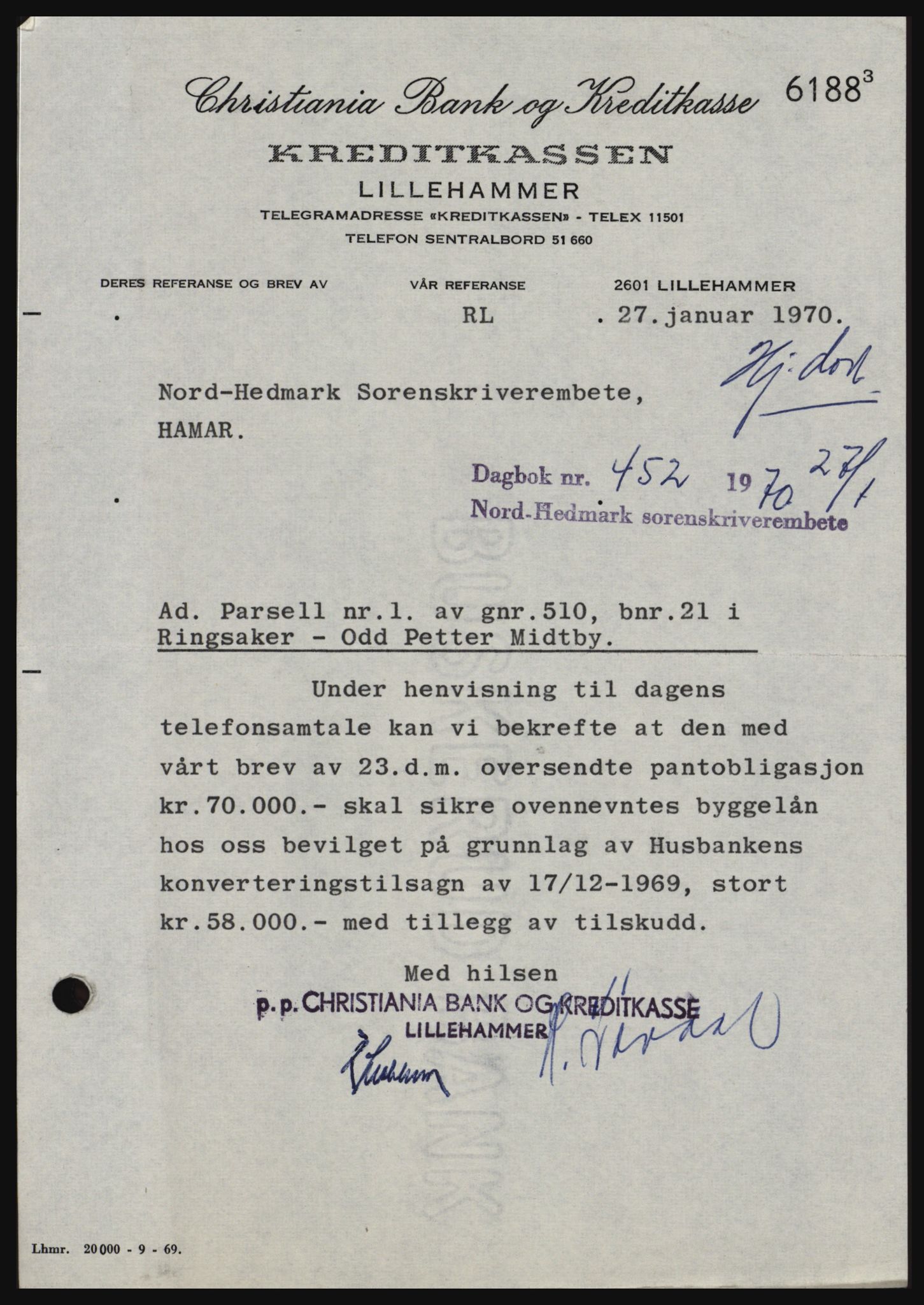 Nord-Hedmark sorenskriveri, AV/SAH-TING-012/H/Hc/L0033: Pantebok nr. 33, 1970-1970, Dagboknr: 452/1970