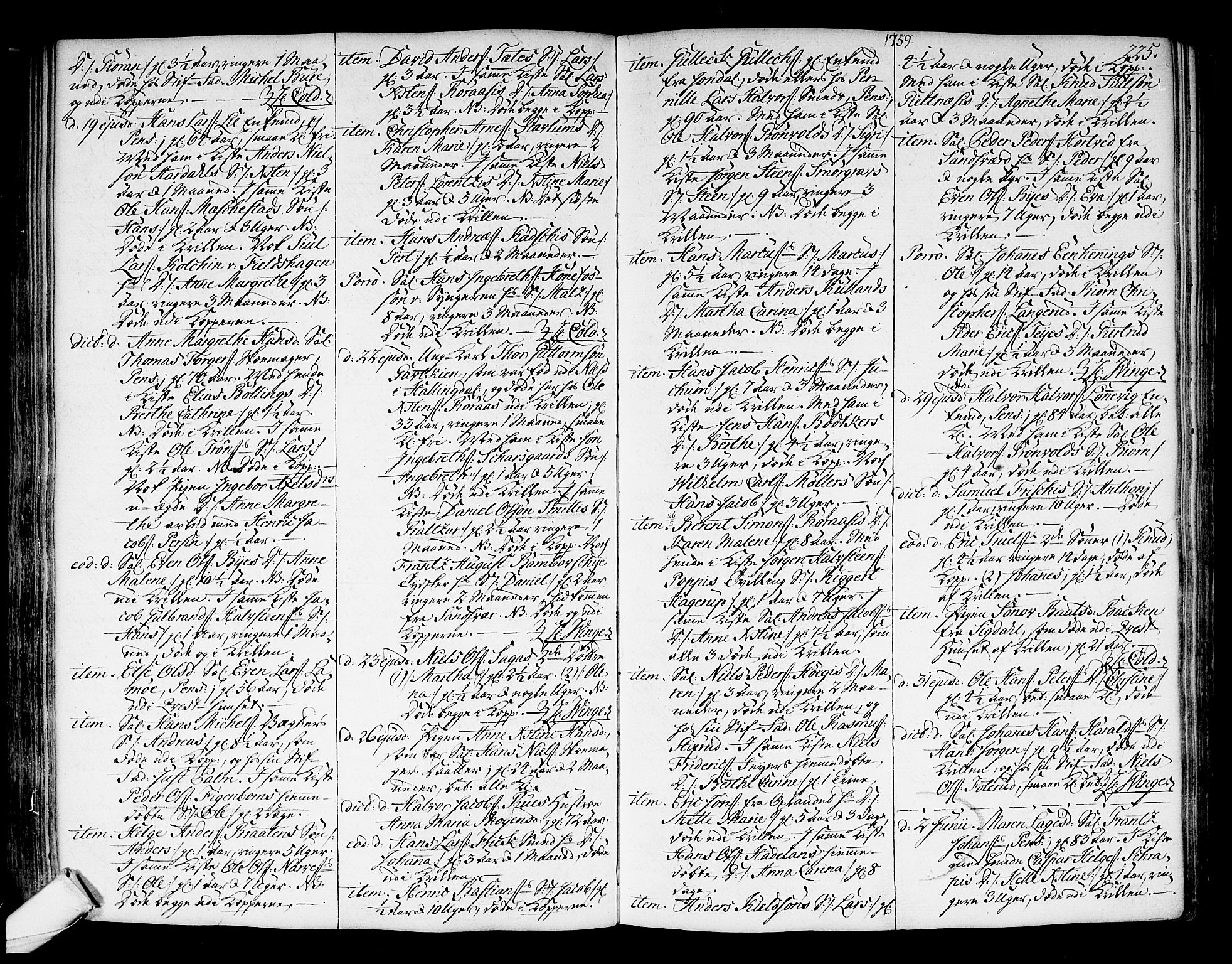 Kongsberg kirkebøker, SAKO/A-22/F/Fa/L0004: Ministerialbok nr. I 4, 1756-1768, s. 225