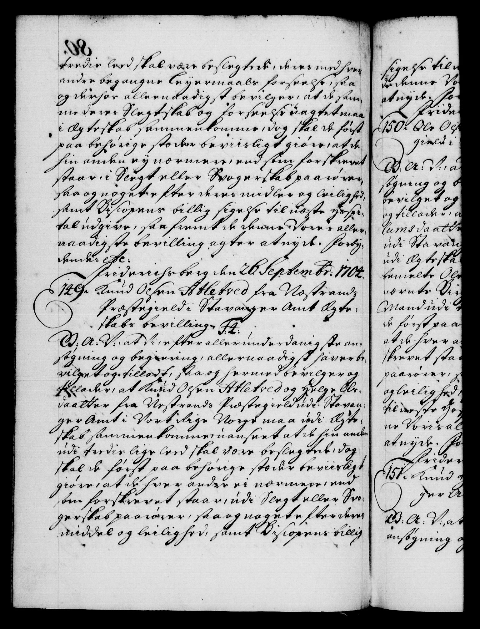 Danske Kanselli 1572-1799, AV/RA-EA-3023/F/Fc/Fca/Fcaa/L0019: Norske registre, 1704-1707, s. 80b