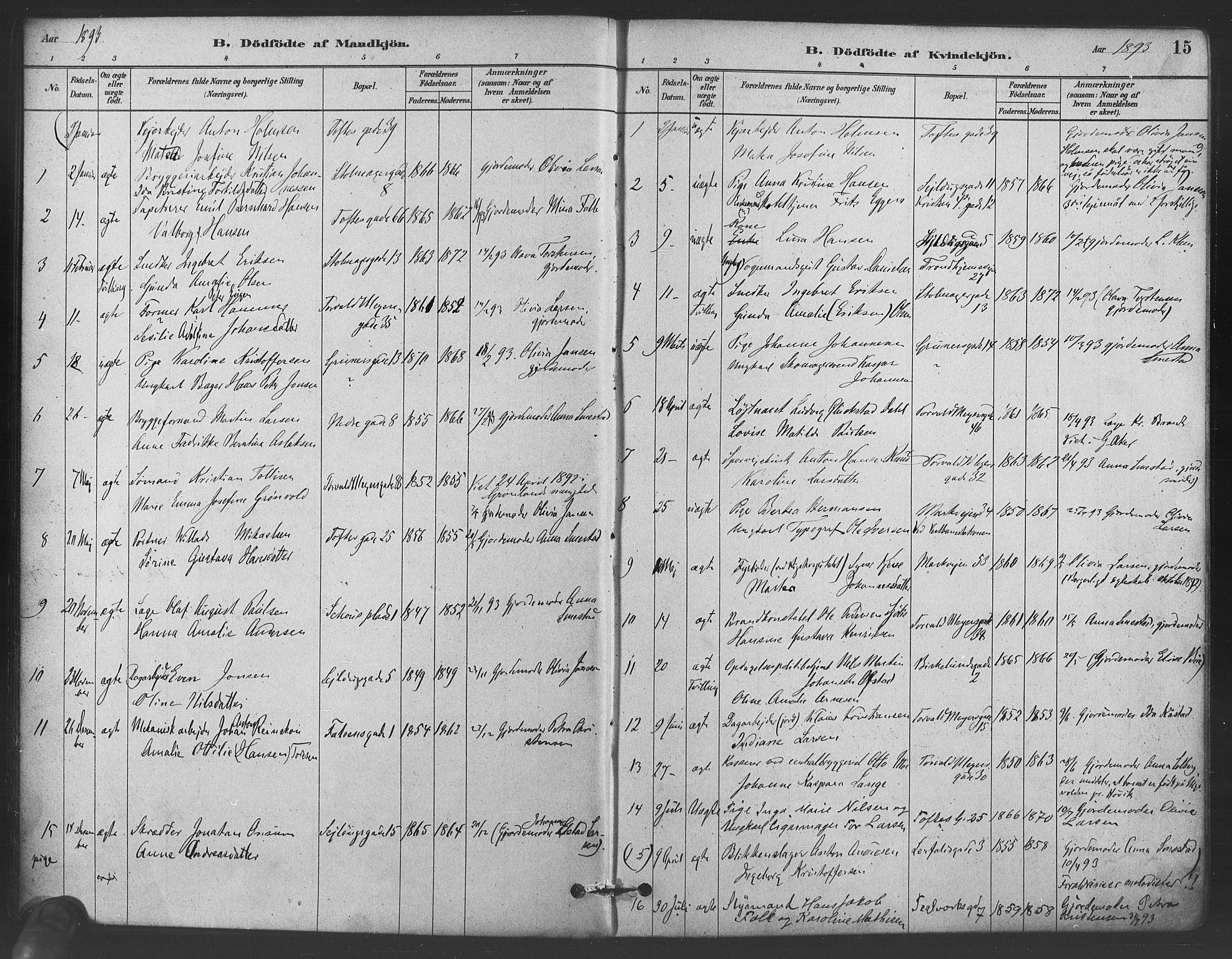 Paulus prestekontor Kirkebøker, AV/SAO-A-10871/F/Fa/L0005: Ministerialbok nr. 5, 1879-1889, s. 15