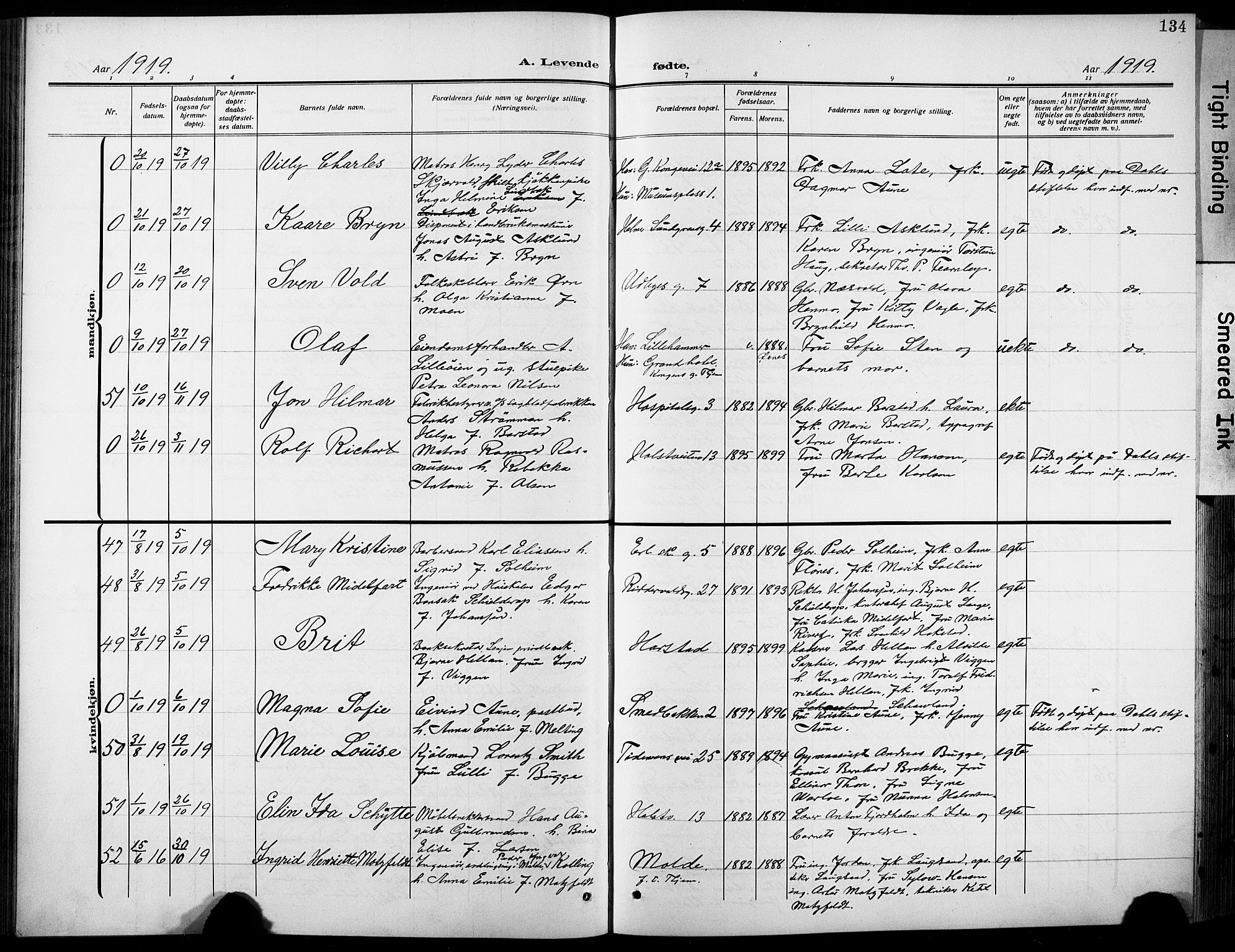 Ministerialprotokoller, klokkerbøker og fødselsregistre - Sør-Trøndelag, SAT/A-1456/601/L0096: Klokkerbok nr. 601C14, 1911-1931, s. 134