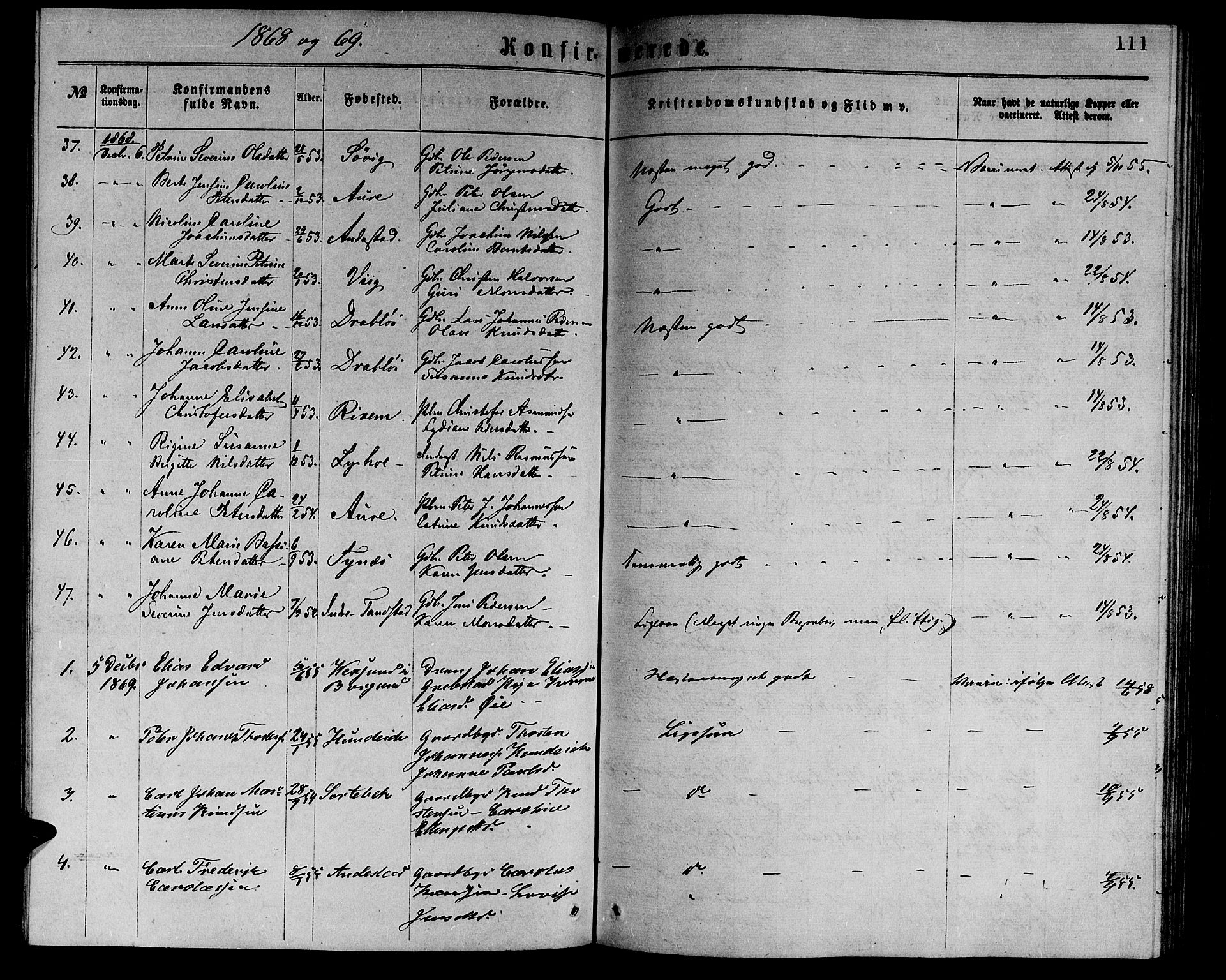 Ministerialprotokoller, klokkerbøker og fødselsregistre - Møre og Romsdal, SAT/A-1454/523/L0338: Klokkerbok nr. 523C01, 1865-1877, s. 111