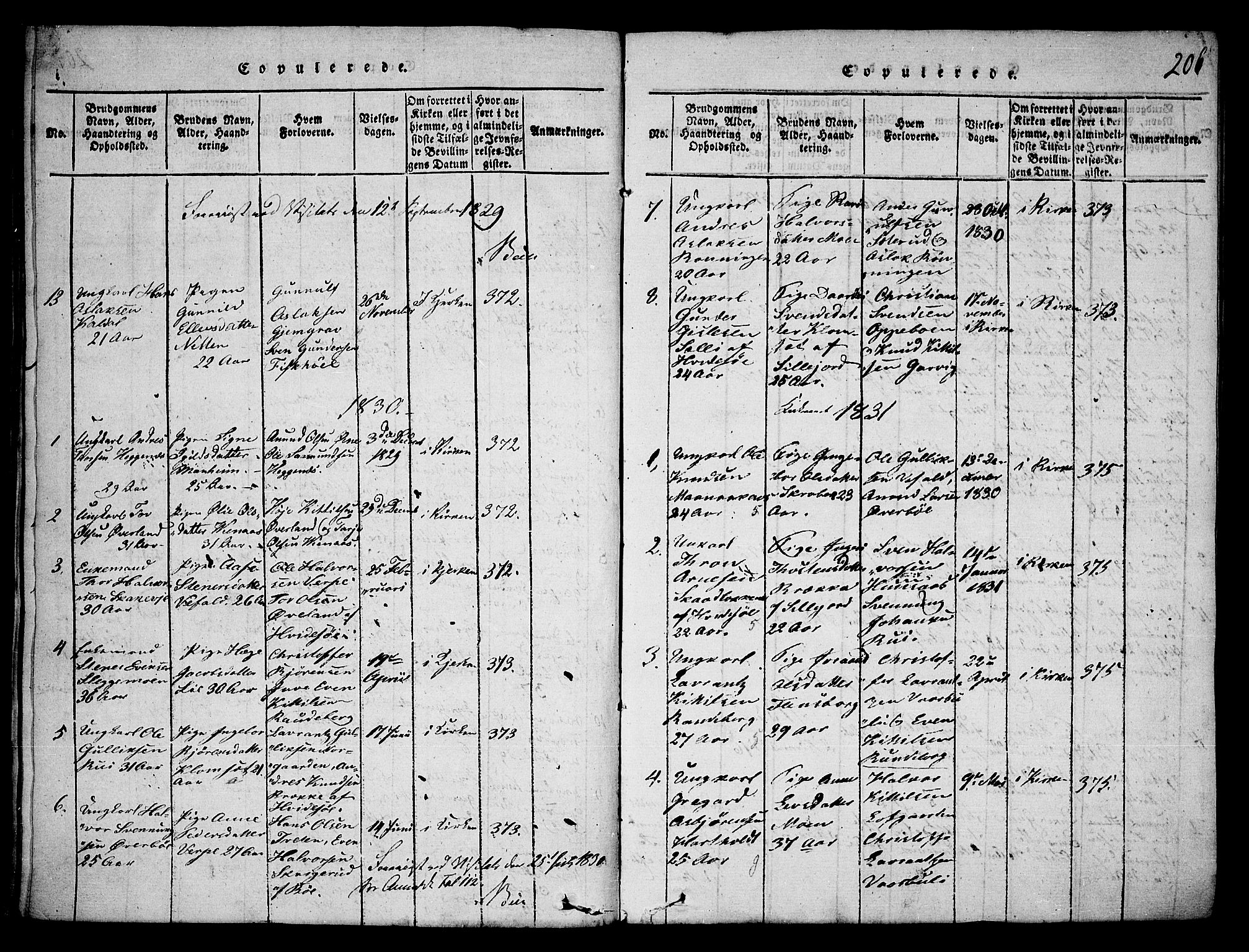 Seljord kirkebøker, SAKO/A-20/F/Fa/L0010: Ministerialbok nr. I 10, 1815-1831, s. 206