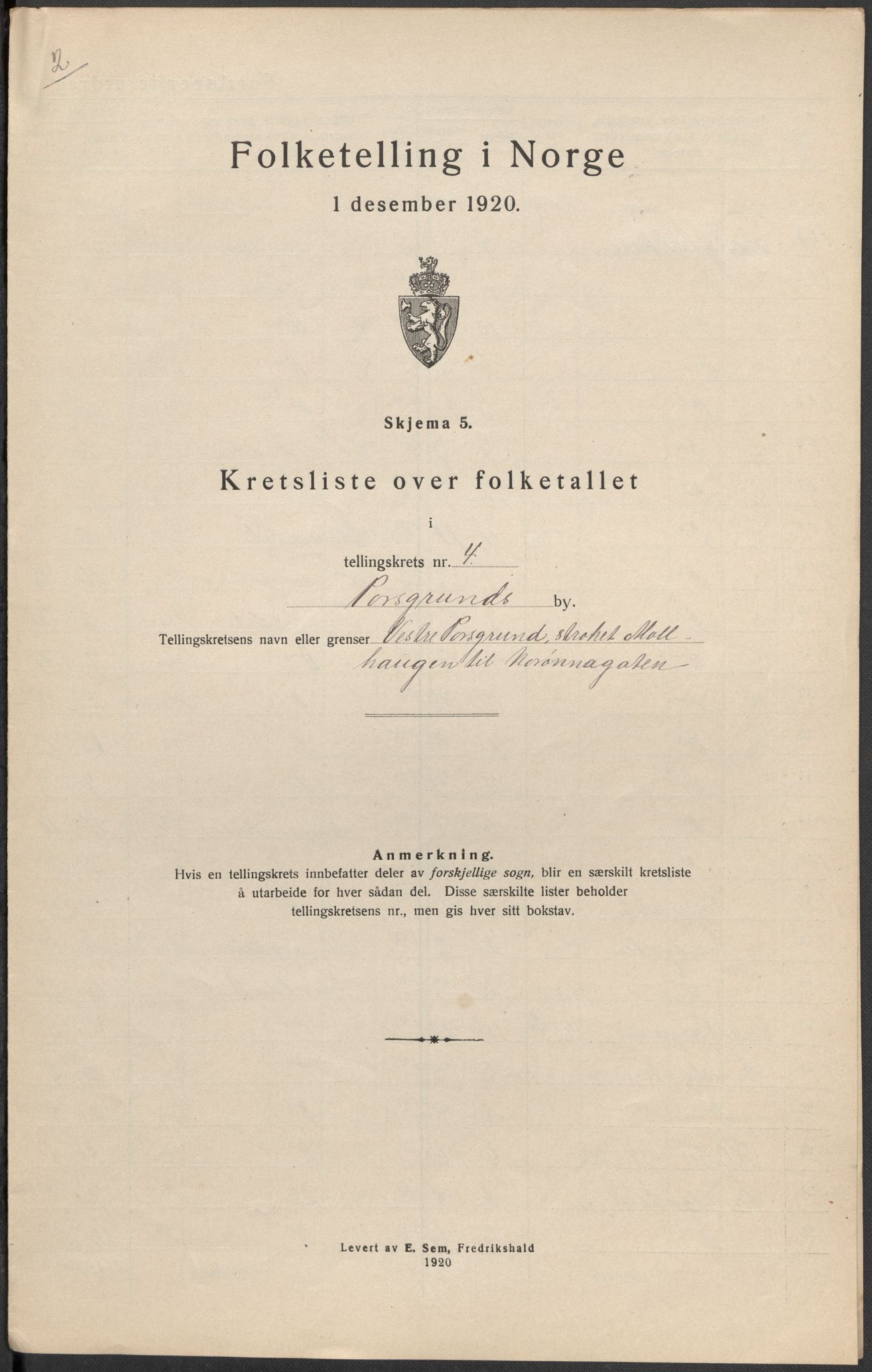 SAKO, Folketelling 1920 for 0805 Porsgrunn kjøpstad, 1920, s. 36