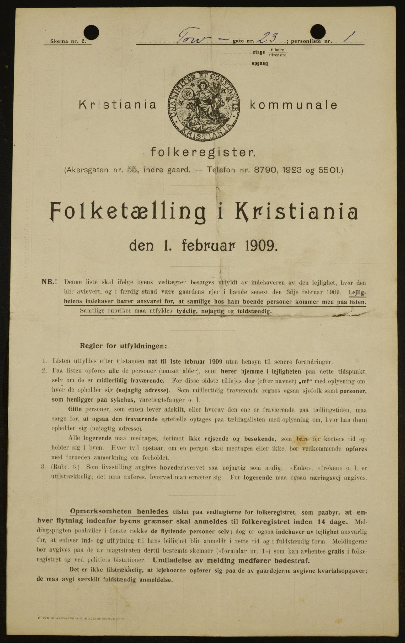 OBA, Kommunal folketelling 1.2.1909 for Kristiania kjøpstad, 1909, s. 103510