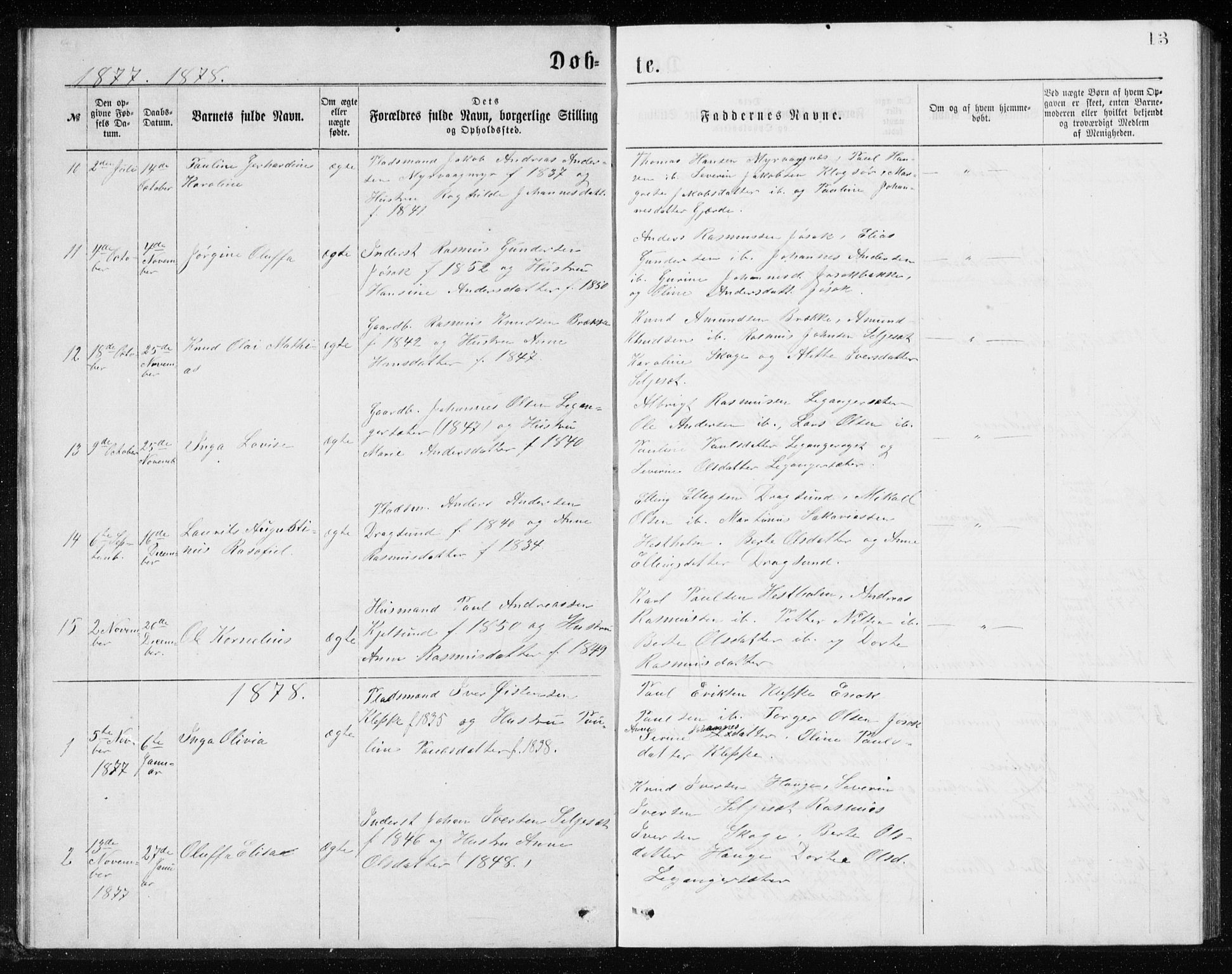 Ministerialprotokoller, klokkerbøker og fødselsregistre - Møre og Romsdal, SAT/A-1454/508/L0097: Klokkerbok nr. 508C01, 1873-1897, s. 13