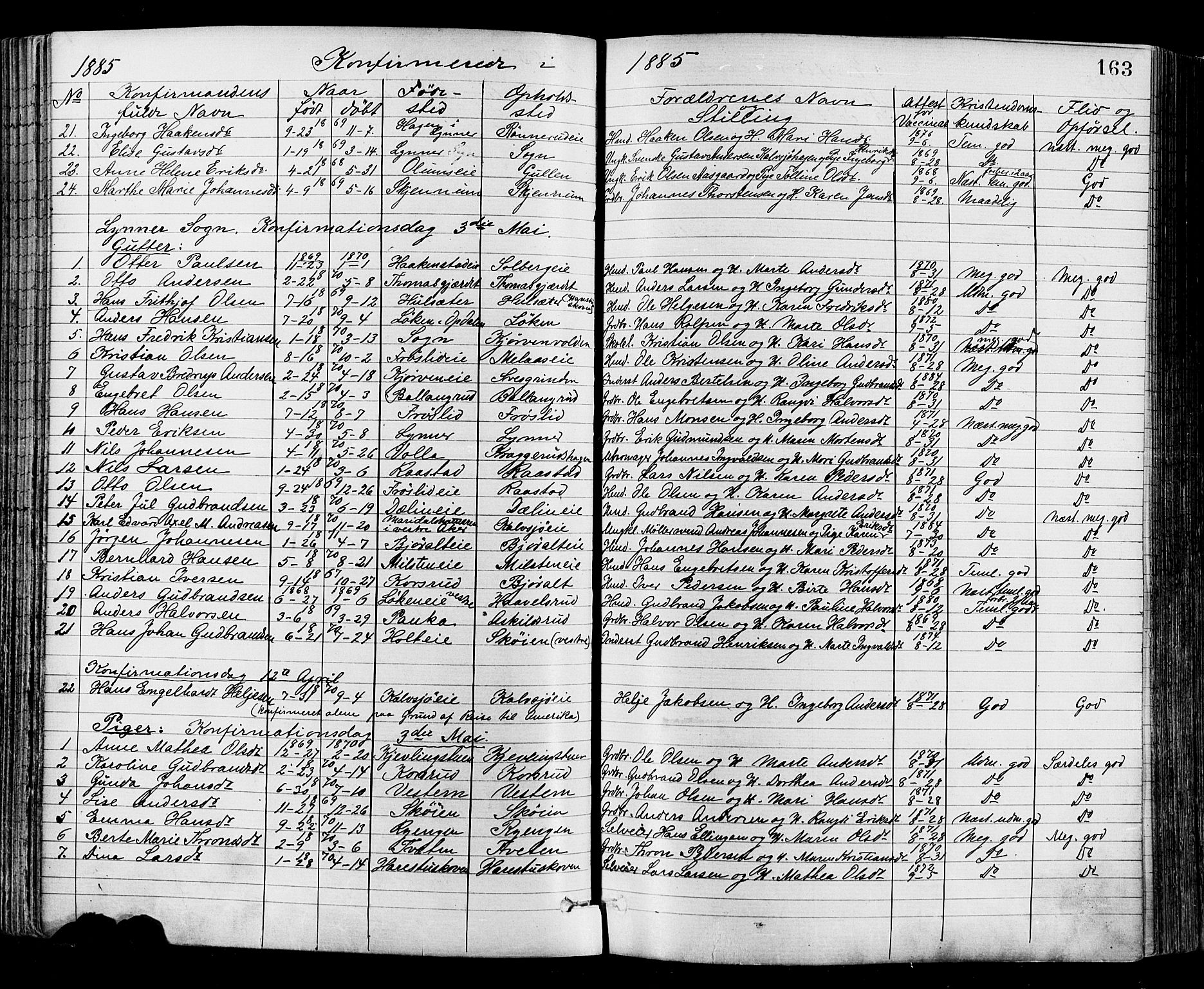 Jevnaker prestekontor, AV/SAH-PREST-116/H/Ha/Haa/L0008: Ministerialbok nr. 8, 1877-1890, s. 163