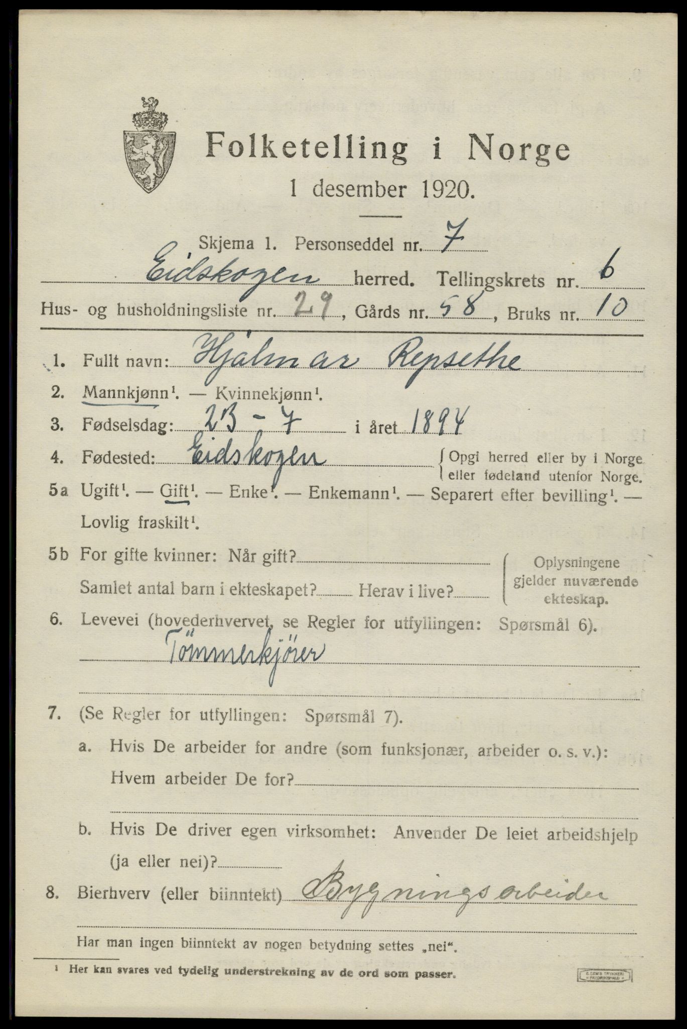 SAH, Folketelling 1920 for 0420 Eidskog herred, 1920, s. 6721