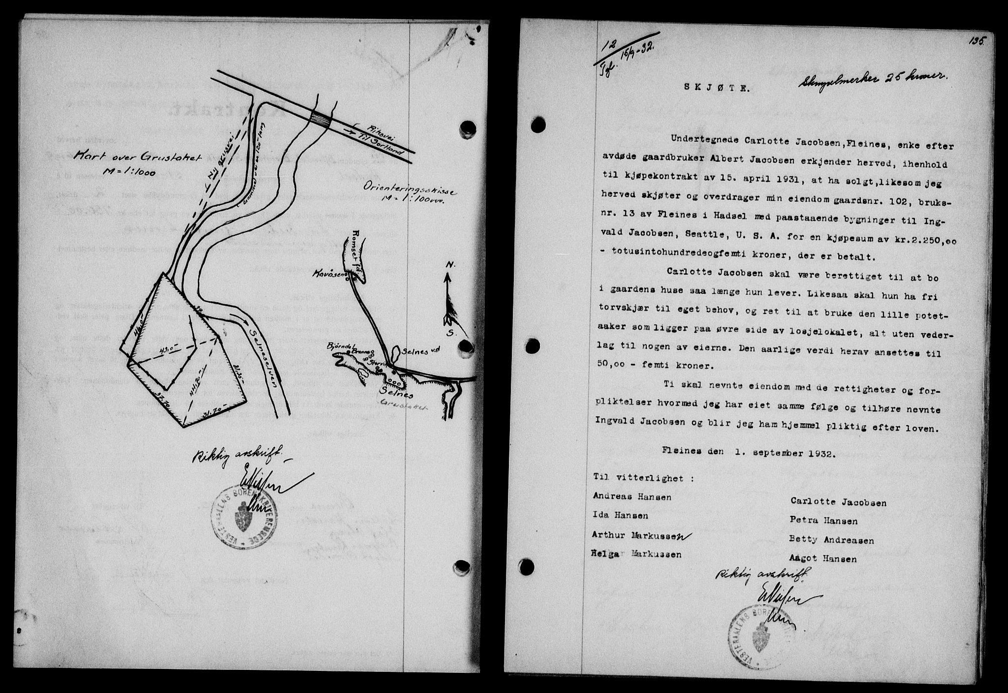 Vesterålen sorenskriveri, AV/SAT-A-4180/1/2/2Ca/L0056: Pantebok nr. 49, 1932-1933, Tingl.dato: 15.09.1932