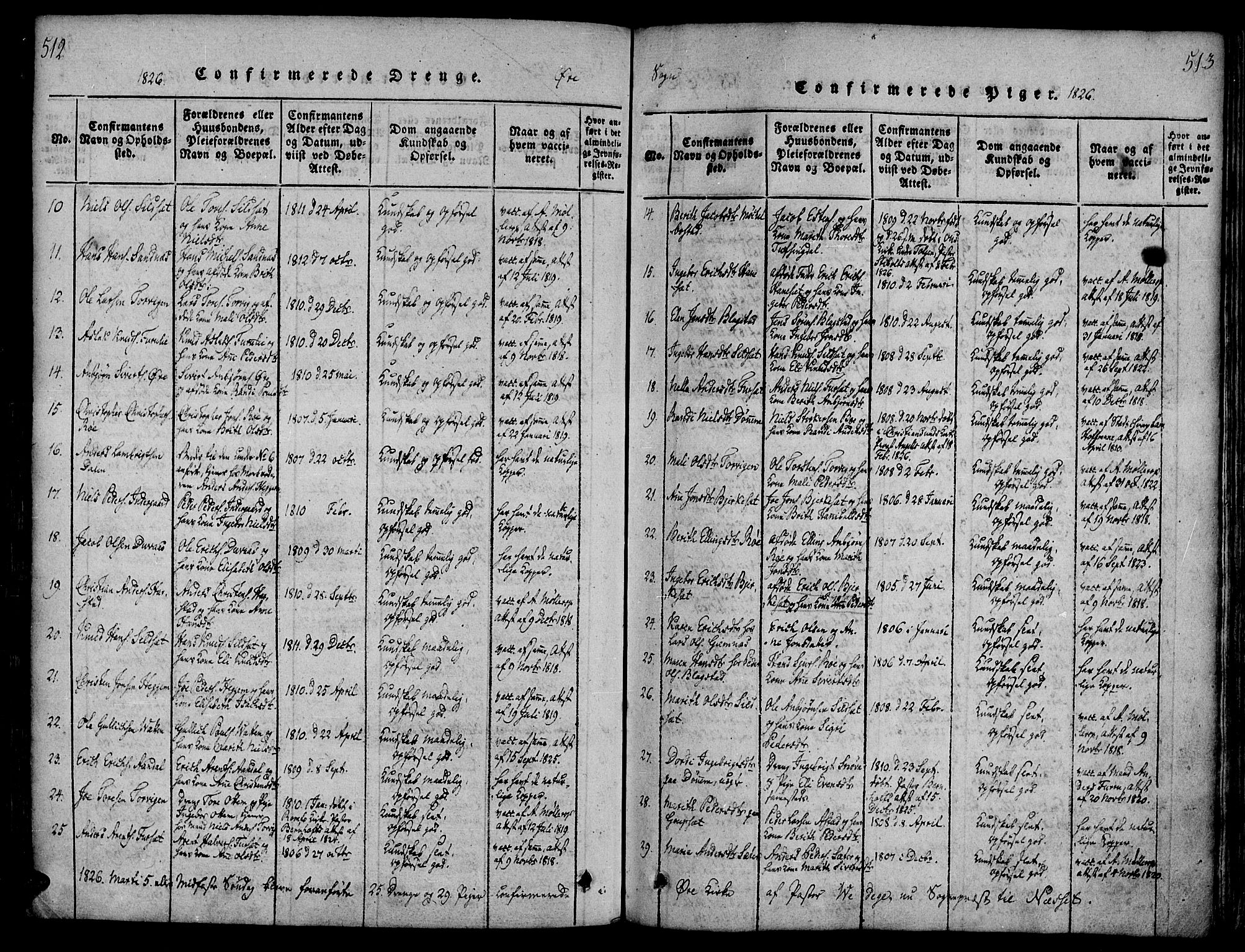 Ministerialprotokoller, klokkerbøker og fødselsregistre - Møre og Romsdal, SAT/A-1454/586/L0982: Ministerialbok nr. 586A08, 1819-1829, s. 512-513