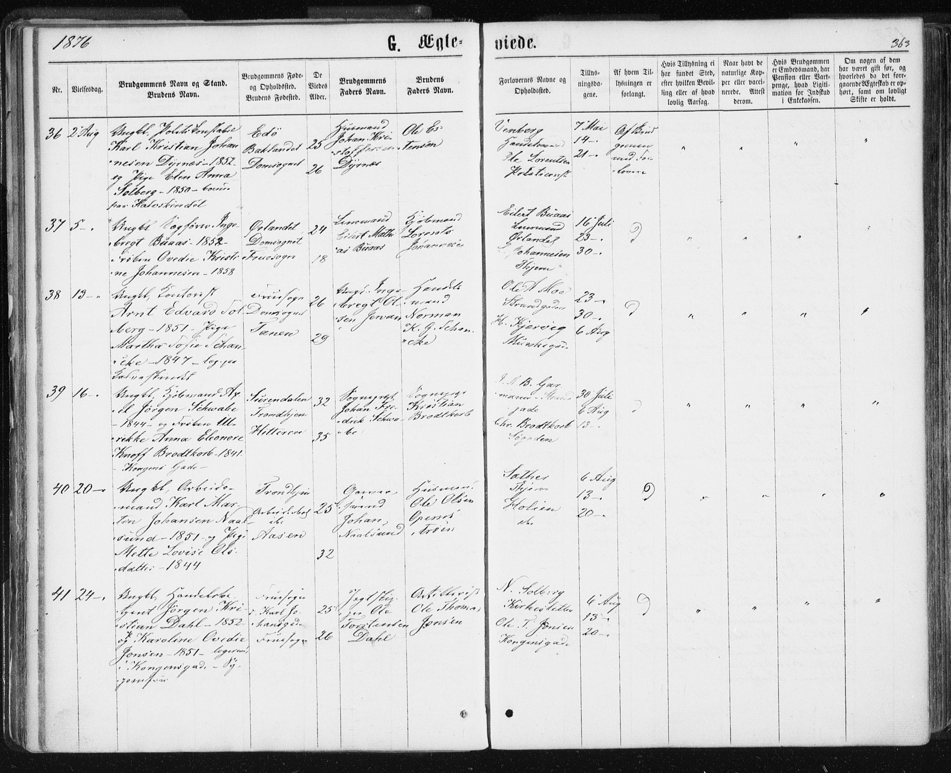 Ministerialprotokoller, klokkerbøker og fødselsregistre - Sør-Trøndelag, AV/SAT-A-1456/601/L0055: Ministerialbok nr. 601A23, 1866-1877, s. 363