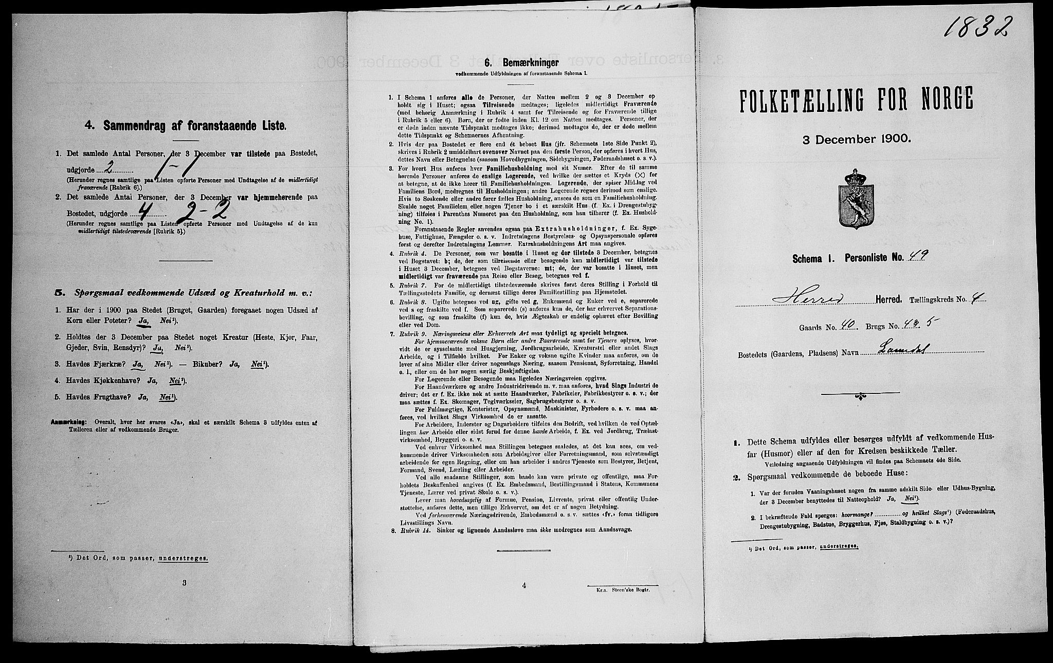 SAK, Folketelling 1900 for 1039 Herad herred, 1900, s. 414