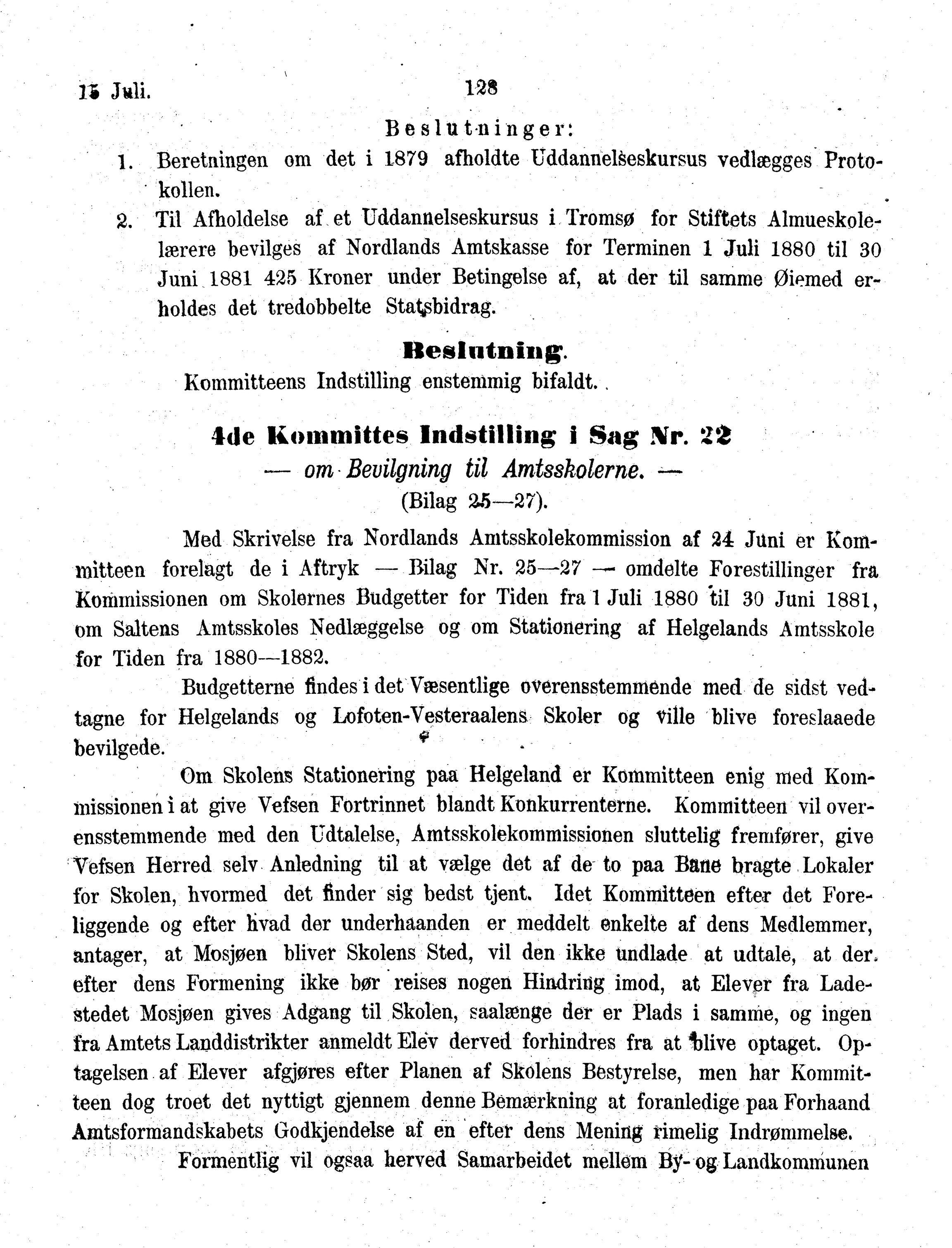 Nordland Fylkeskommune. Fylkestinget, AIN/NFK-17/176/A/Ac/L0013: Fylkestingsforhandlinger 1880, 1880